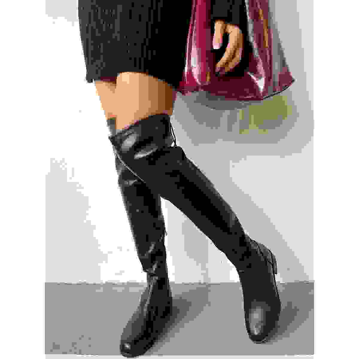 Tie Detail Low Heel Knee High Boots Tie Detail Low Heel Knee High Boots