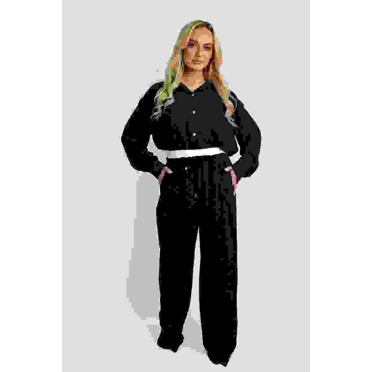 Button Down Embellished Long Sleeve Top – Black SM Button Down Embellished Long Sleeve Top – Black SM