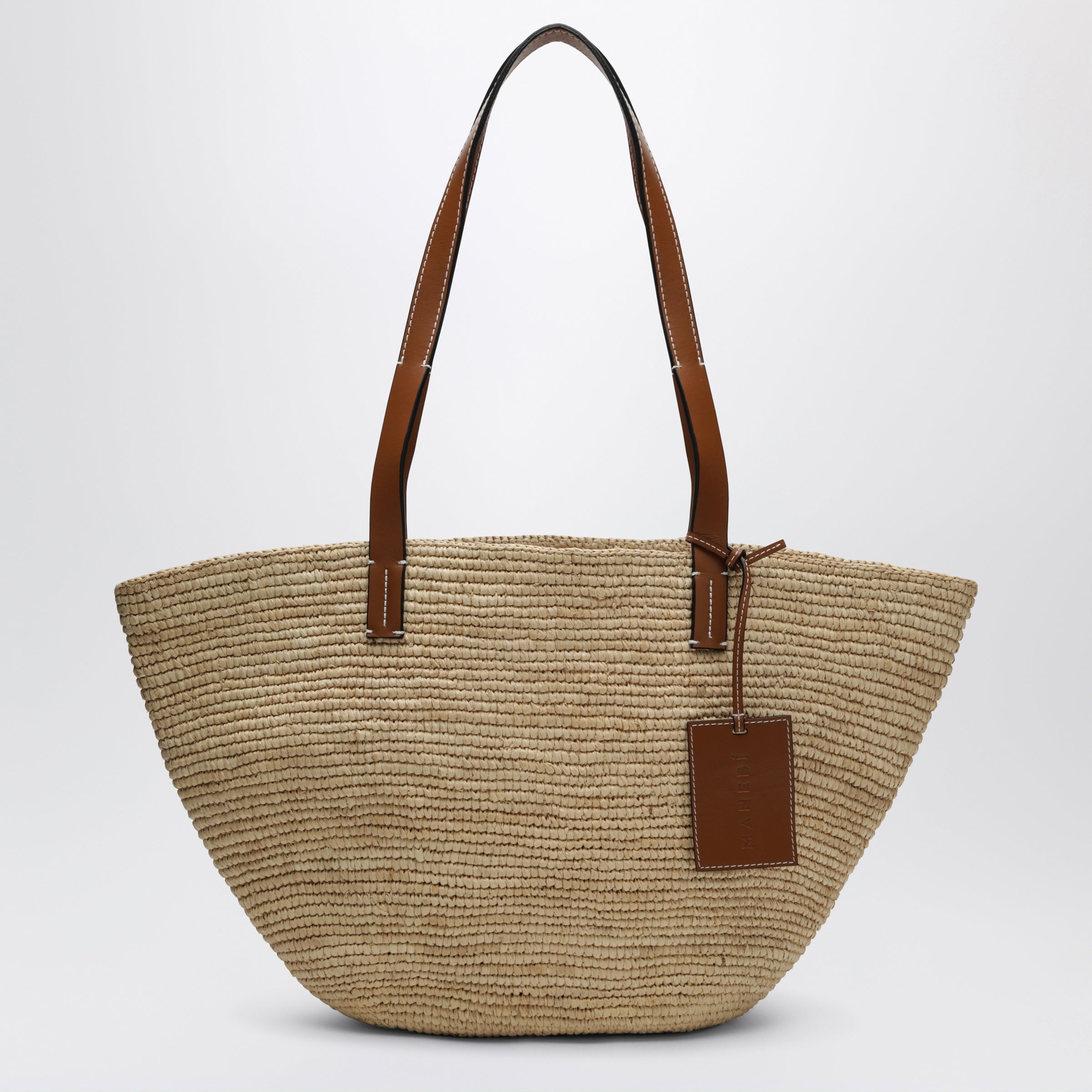 Raffia and leather shoulder bag Raffia and leather shoulder bag