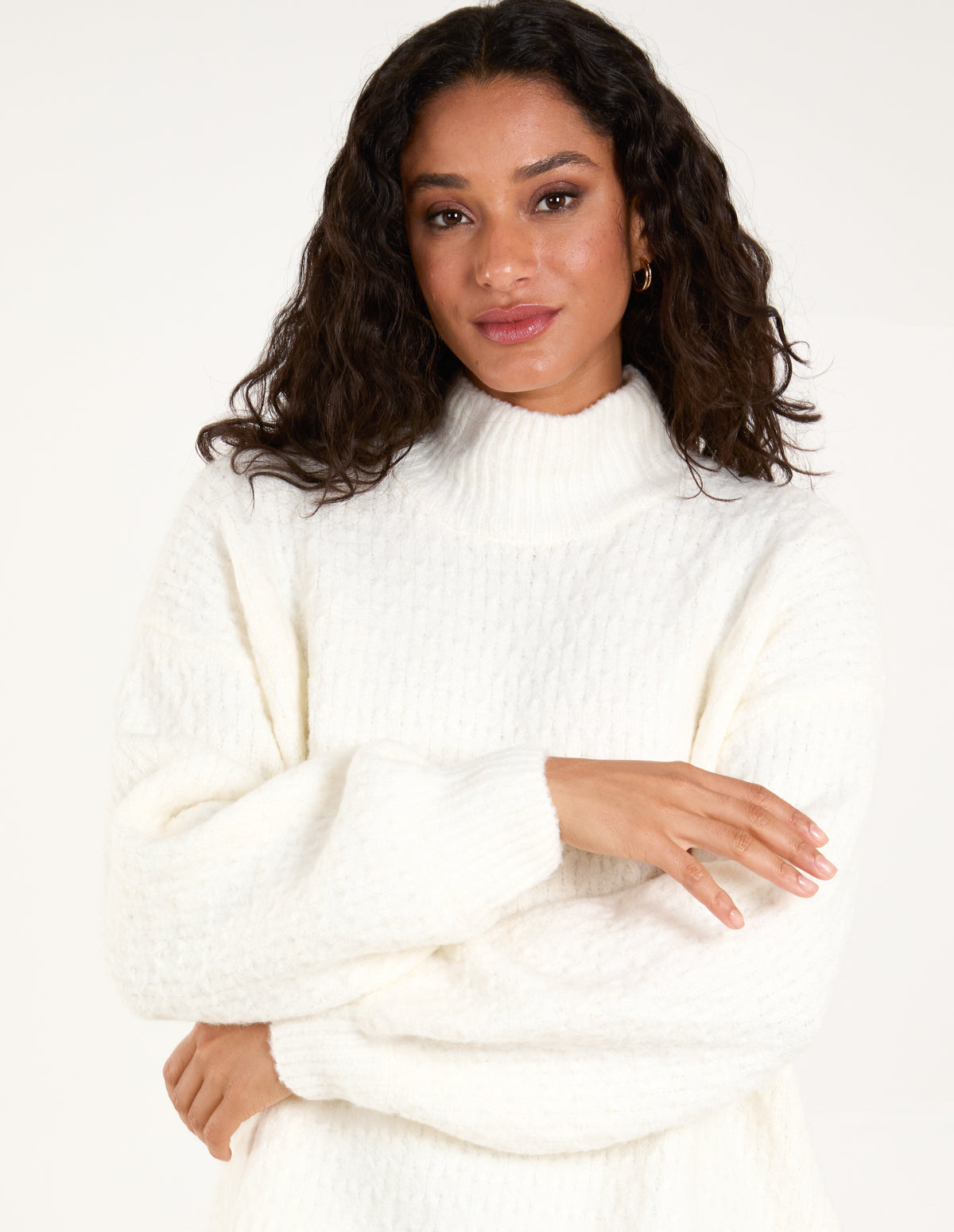 Textured High Neck Jumper – SM IVORY Textured High Neck Jumper – SM IVORY