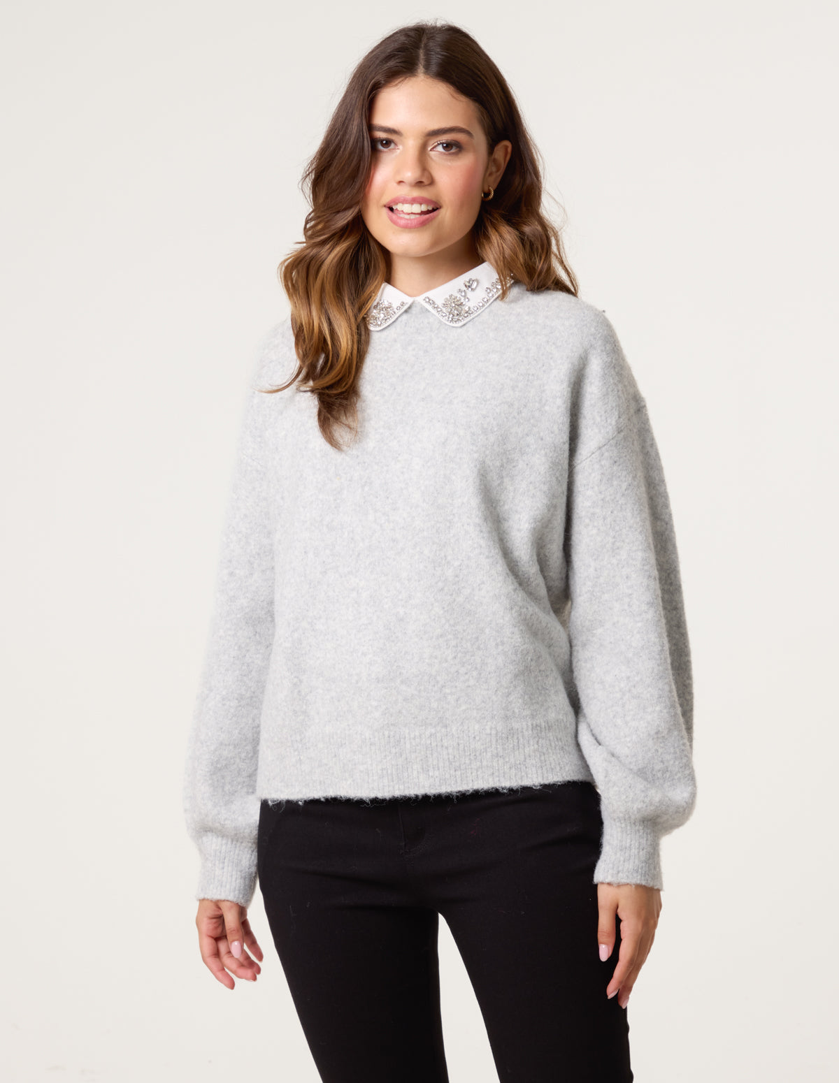 Peter Pan Embellished Jumper – ML GREY Peter Pan Embellished Jumper – ML GREY