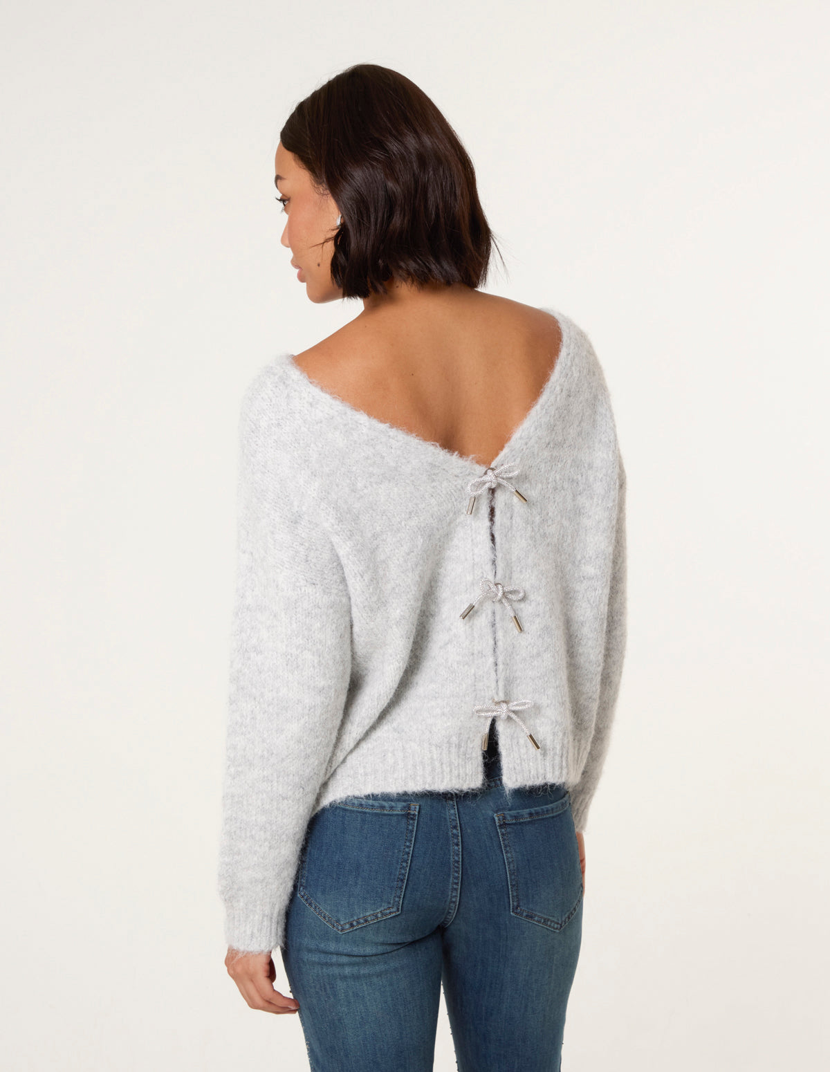 Bow Knit Cardigan – ML GREY Bow Knit Cardigan – ML GREY