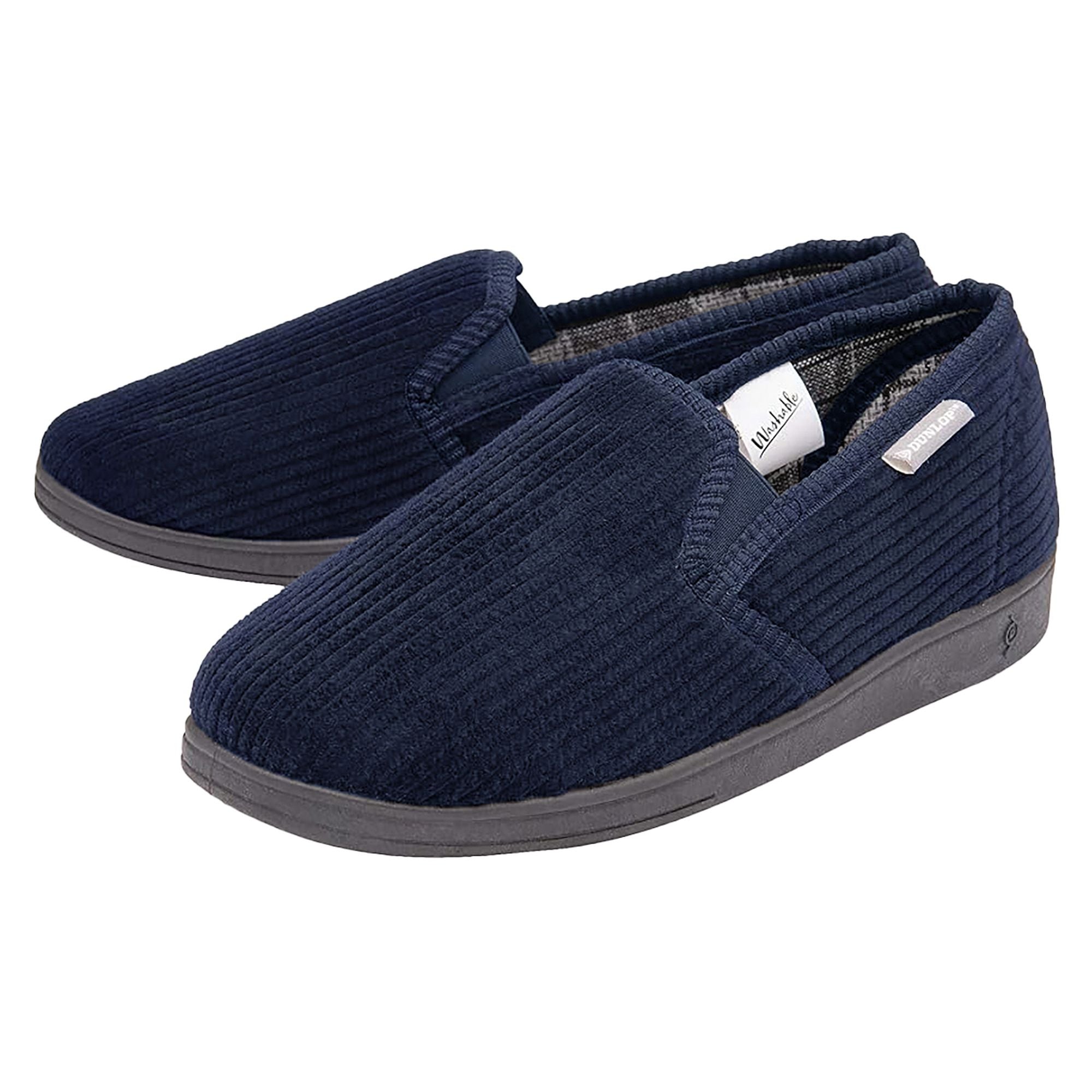 Mens Tartan Lined Slippers With Memory Foam – Navy Mens Tartan Lined Slippers With Memory Foam – Navy