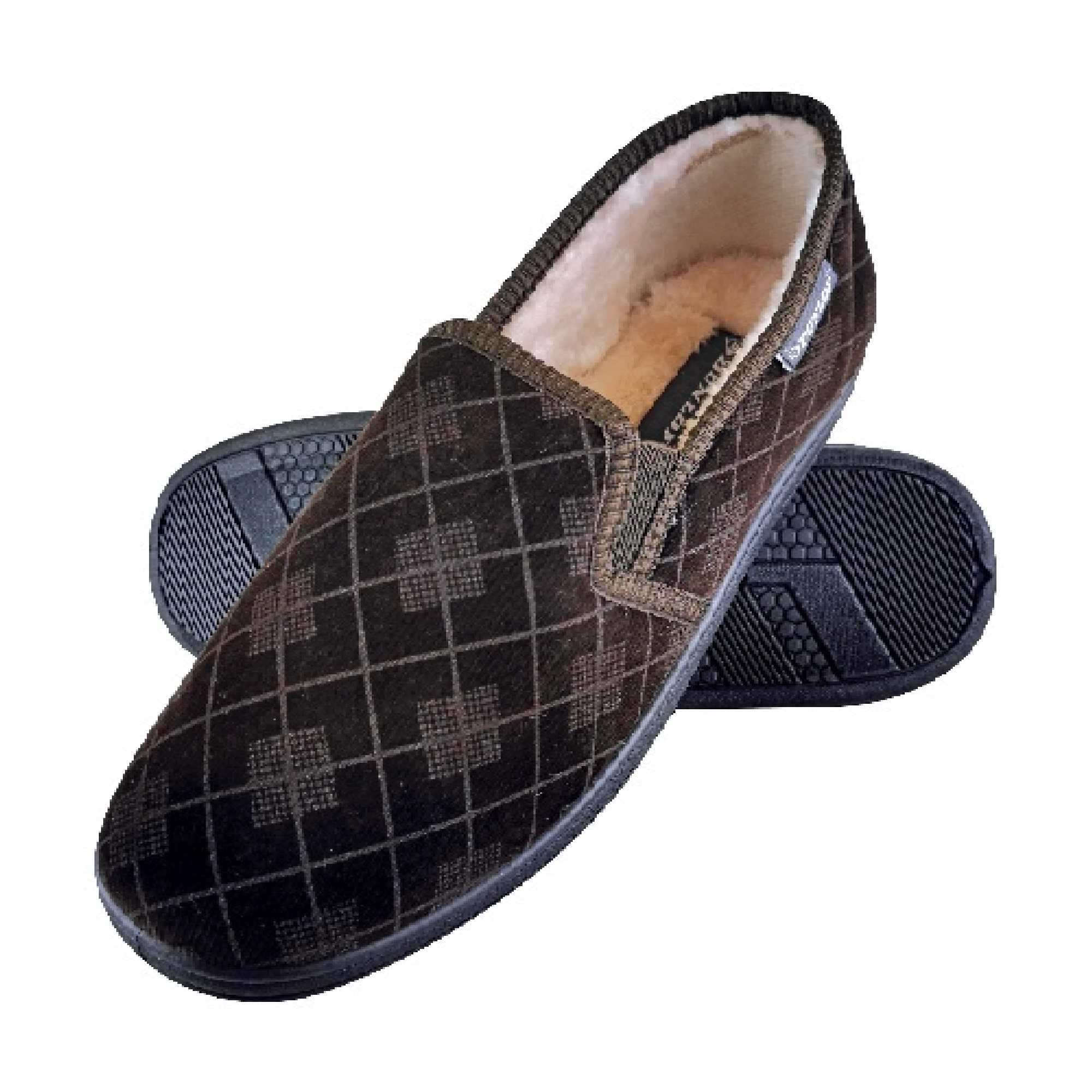Mens Plush Fur Lined Memory Foam Plaid Checked Slippers Sizes – Brown Mens Plush Fur Lined Memory Foam Plaid Checked Slippers Sizes – Brown
