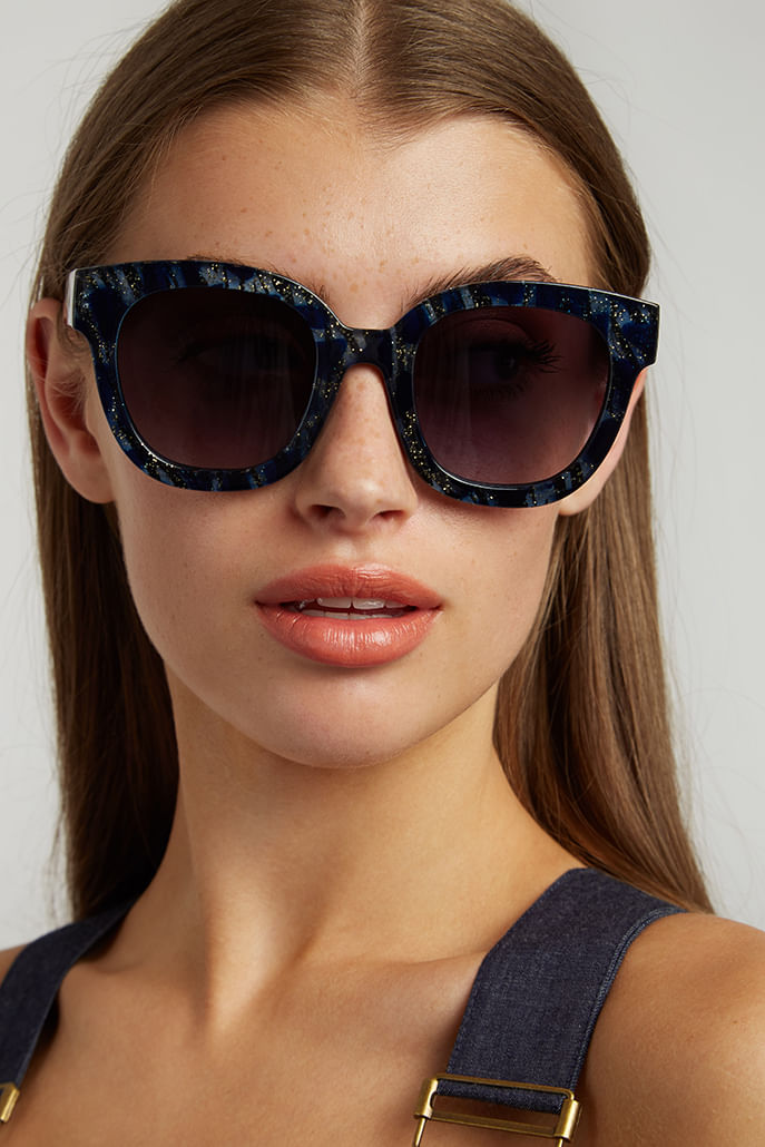 Louche Zabi Glitter Tortoise Shell Sunglasses Blue Louche Zabi Glitter Tortoise Shell Sunglasses Blue