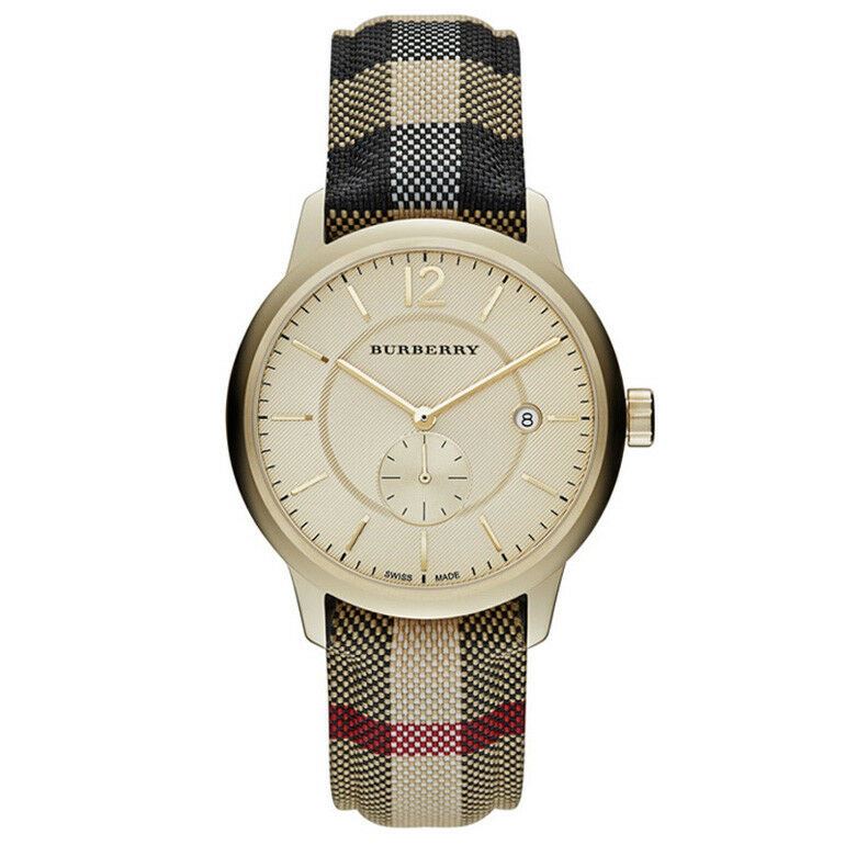 Burberry BU Check Fabric-Coated Leather Unisex Watch Burberry BU Check Fabric-Coated Leather Unisex Watch