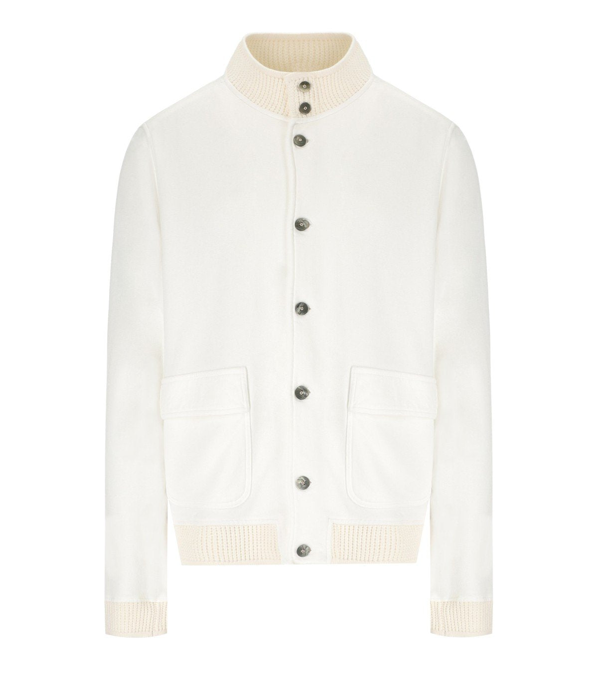 H WHITE KNITTED BOMBER JACKET H WHITE KNITTED BOMBER JACKET