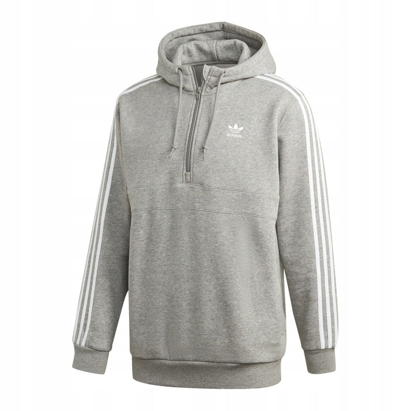 adidas Originals -Stripe Half Zip Hoodie – Grey – S Grey adidas Originals -Stripe Half Zip Hoodie – Grey – S Grey