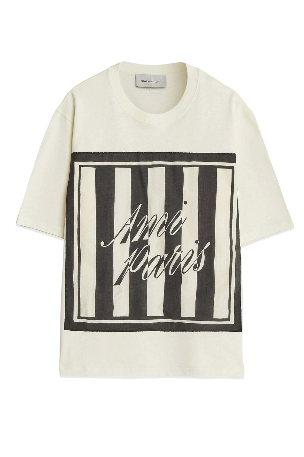 AMI PARIS BOXY SEWN SCARF T SHIRT Size: L, colour: CREAM AMI PARIS BOXY SEWN SCARF T SHIRT Size: L, colour: CREAM