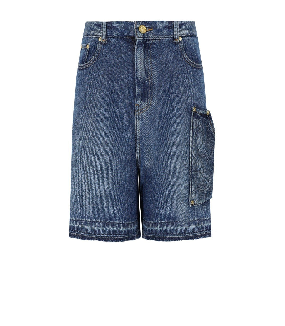 GANNI BLUE DENIM BERMUDA SHORTS GANNI BLUE DENIM BERMUDA SHORTS
