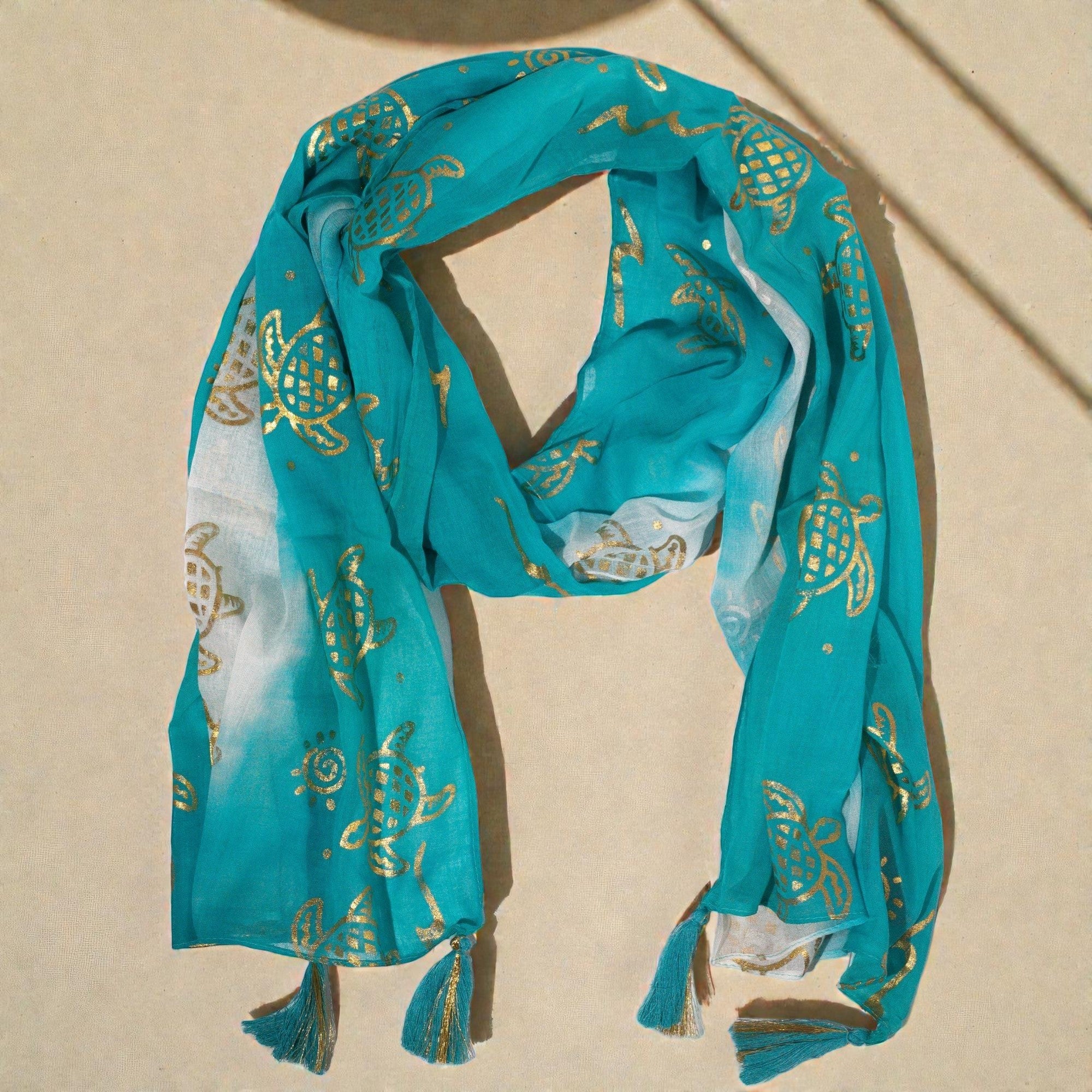 Nomad Sari Summer Turtle Print Scarf Turquoise × Nomad Sari Summer Turtle Print Scarf Turquoise ×