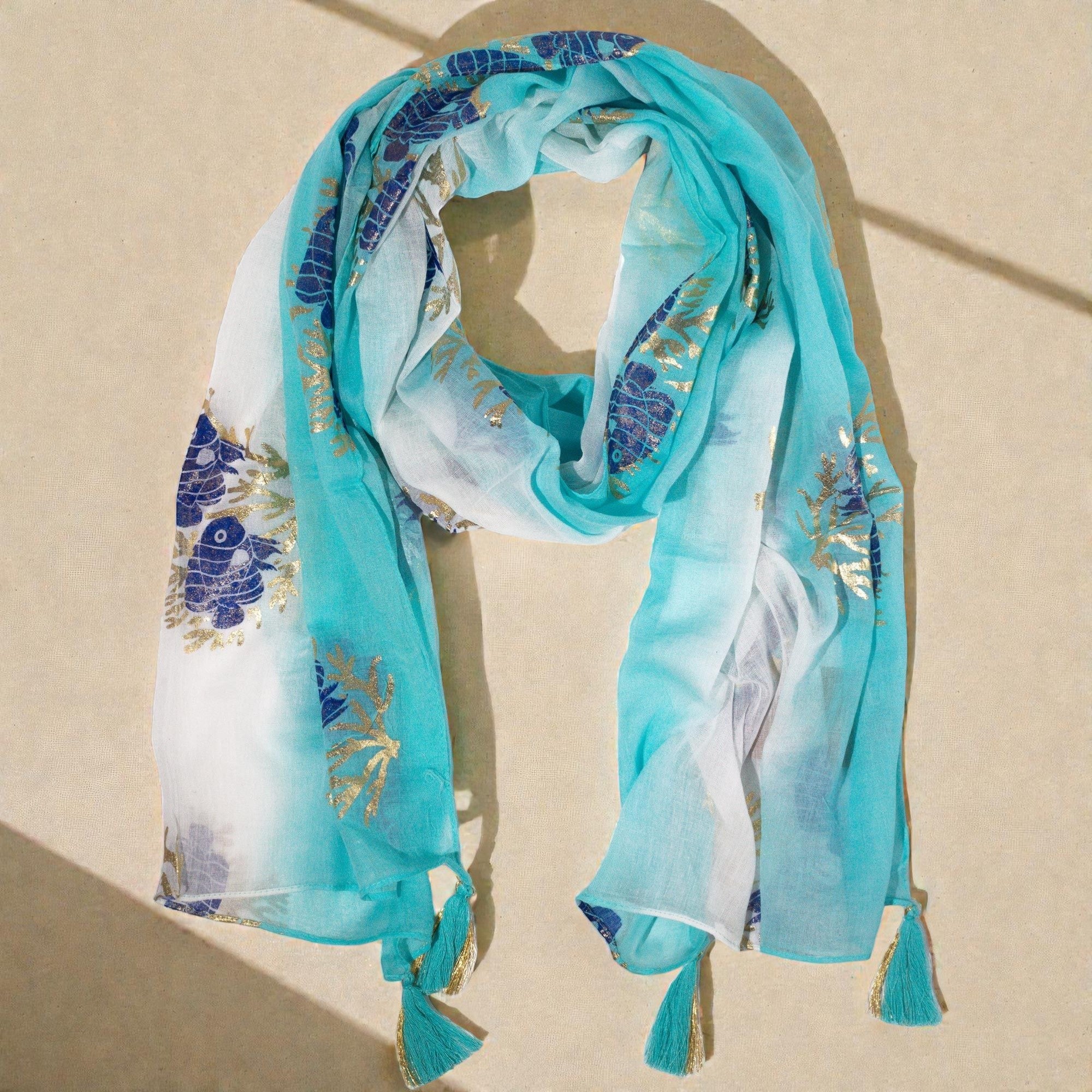 Nomad Sari Aqua Fish Scarf Turquoise x Nomad Sari Aqua Fish Scarf Turquoise x