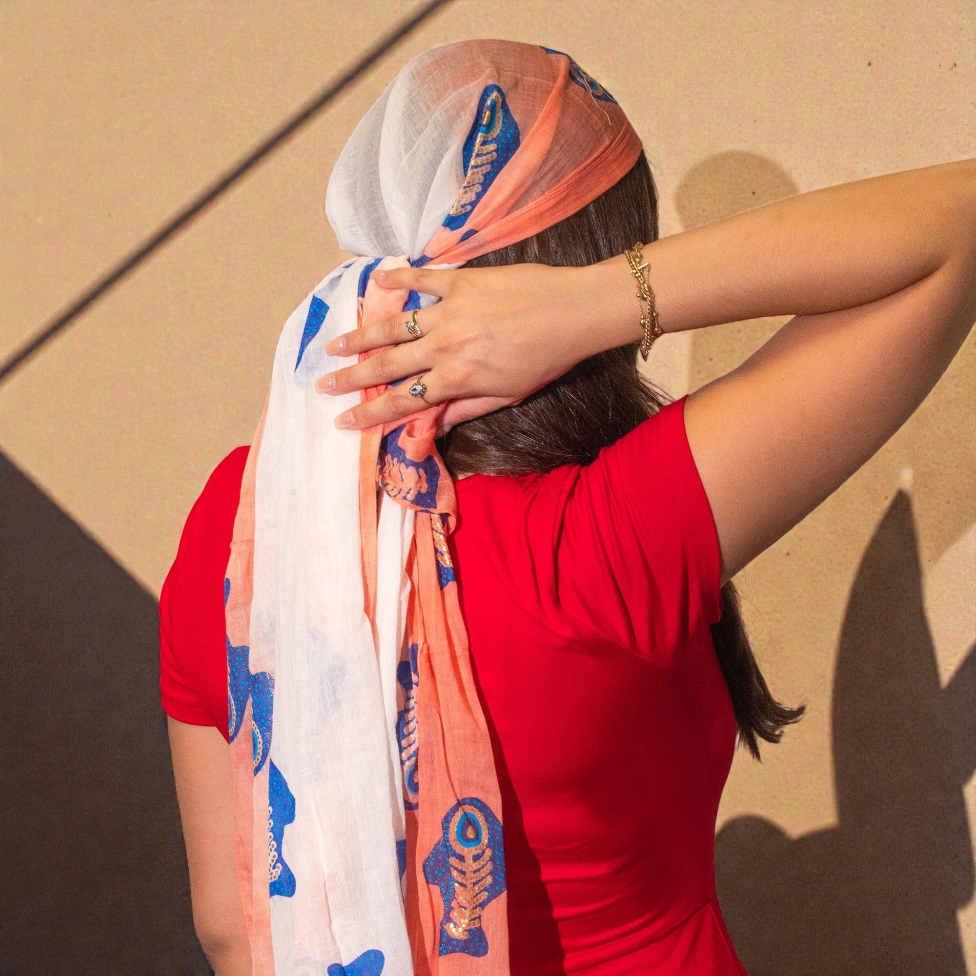 Nomad Sari Aqua Fish Scarf Coral x Nomad Sari Aqua Fish Scarf Coral x