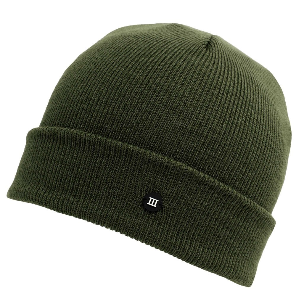 Bottle Green Fine Knitted Beanie Hat with Rubber Tresanti Logo