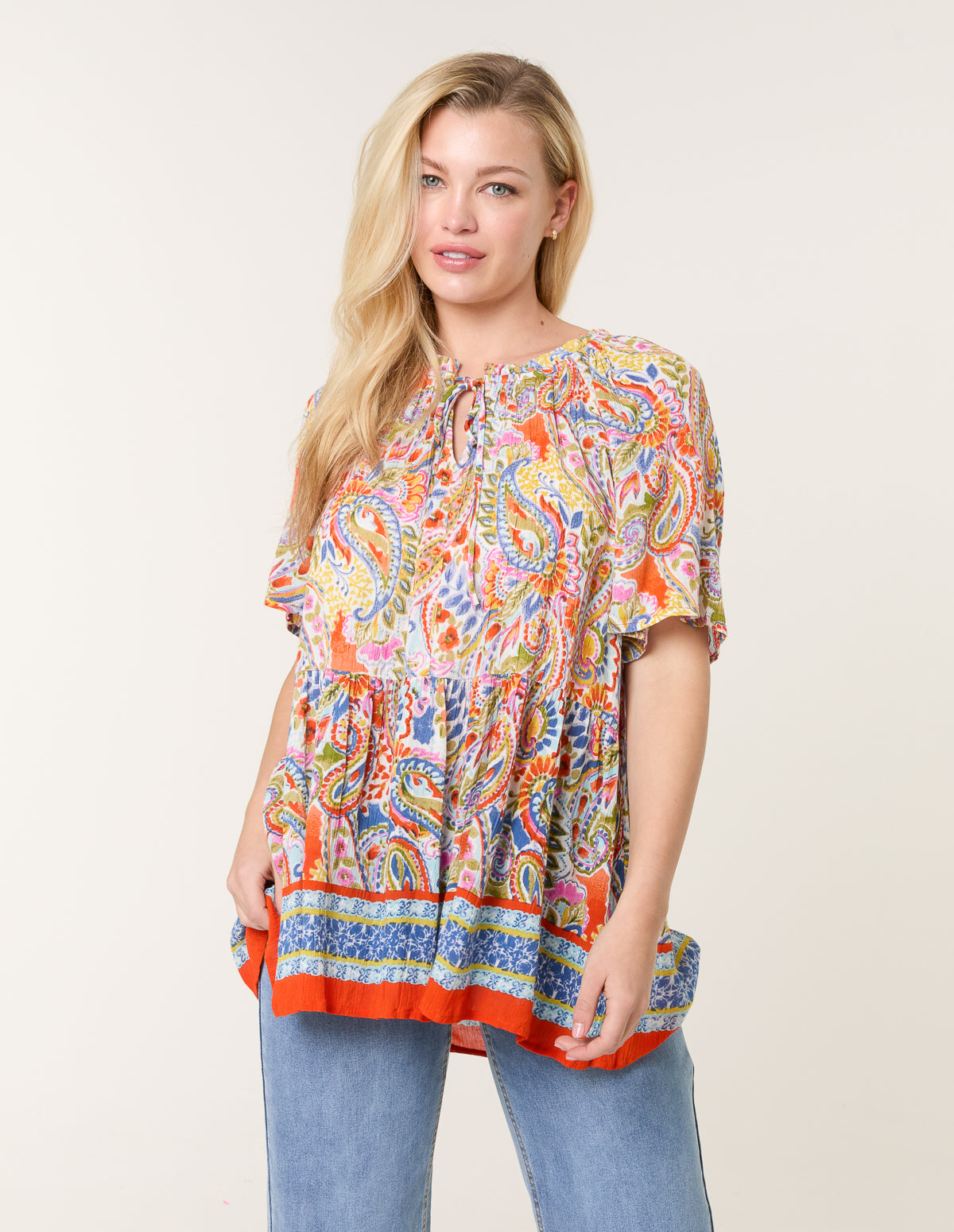 Paisley Tie Front Top – ML MULTI Paisley Tie Front Top – ML MULTI