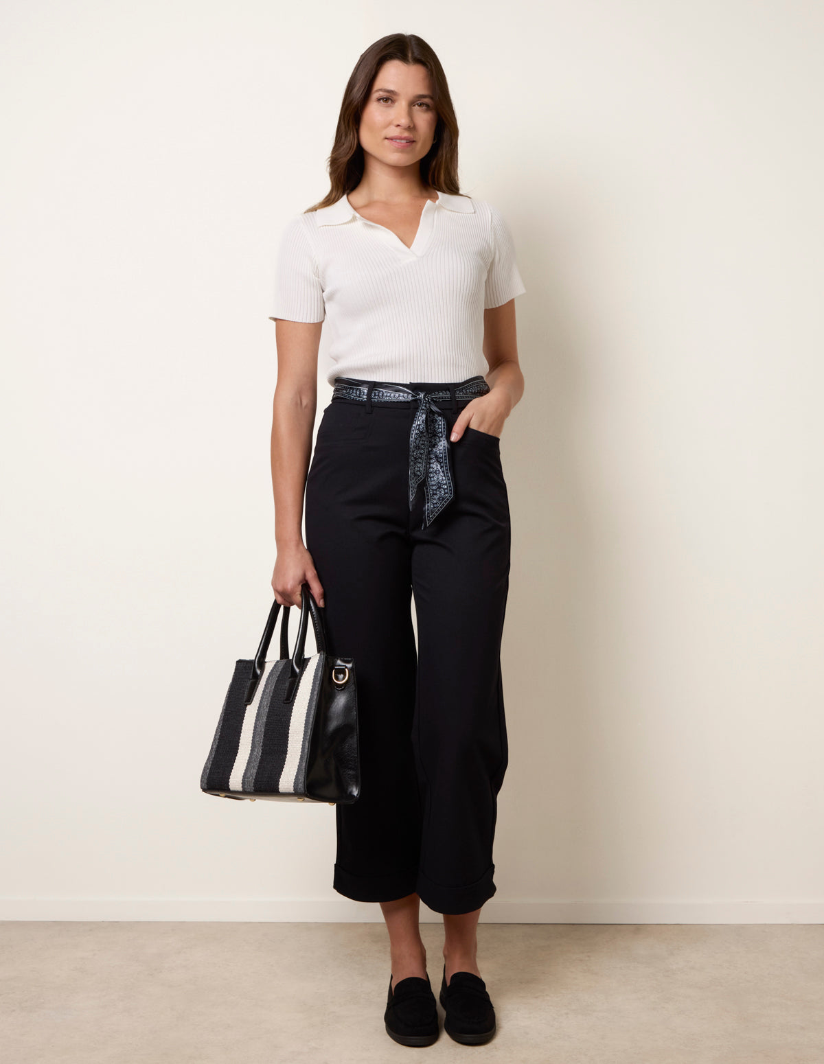 Scarf Belt Trousers – NAVY Scarf Belt Trousers – NAVY