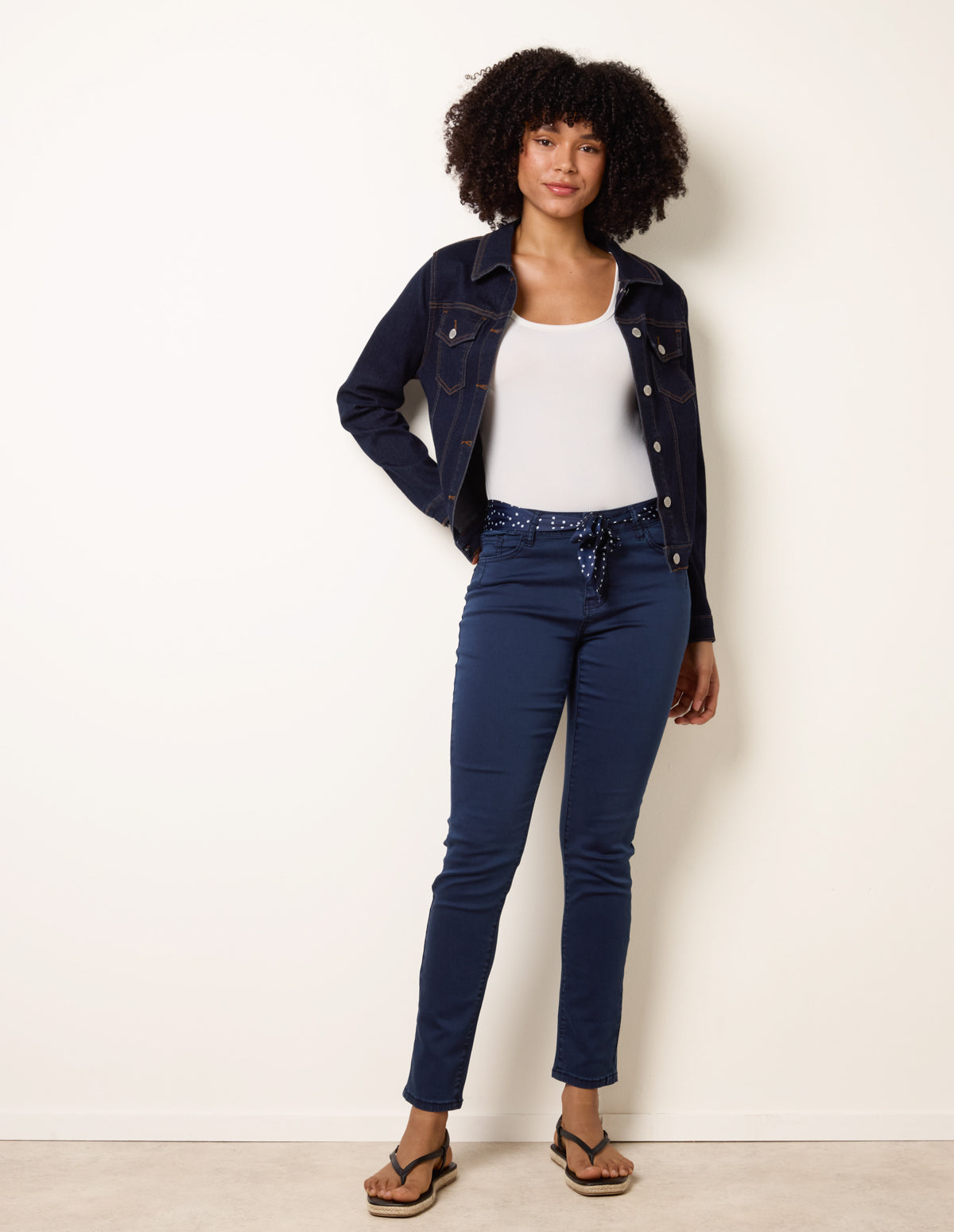 Slim Leg Stretch Denim Scarf Trousers – L NAVY
