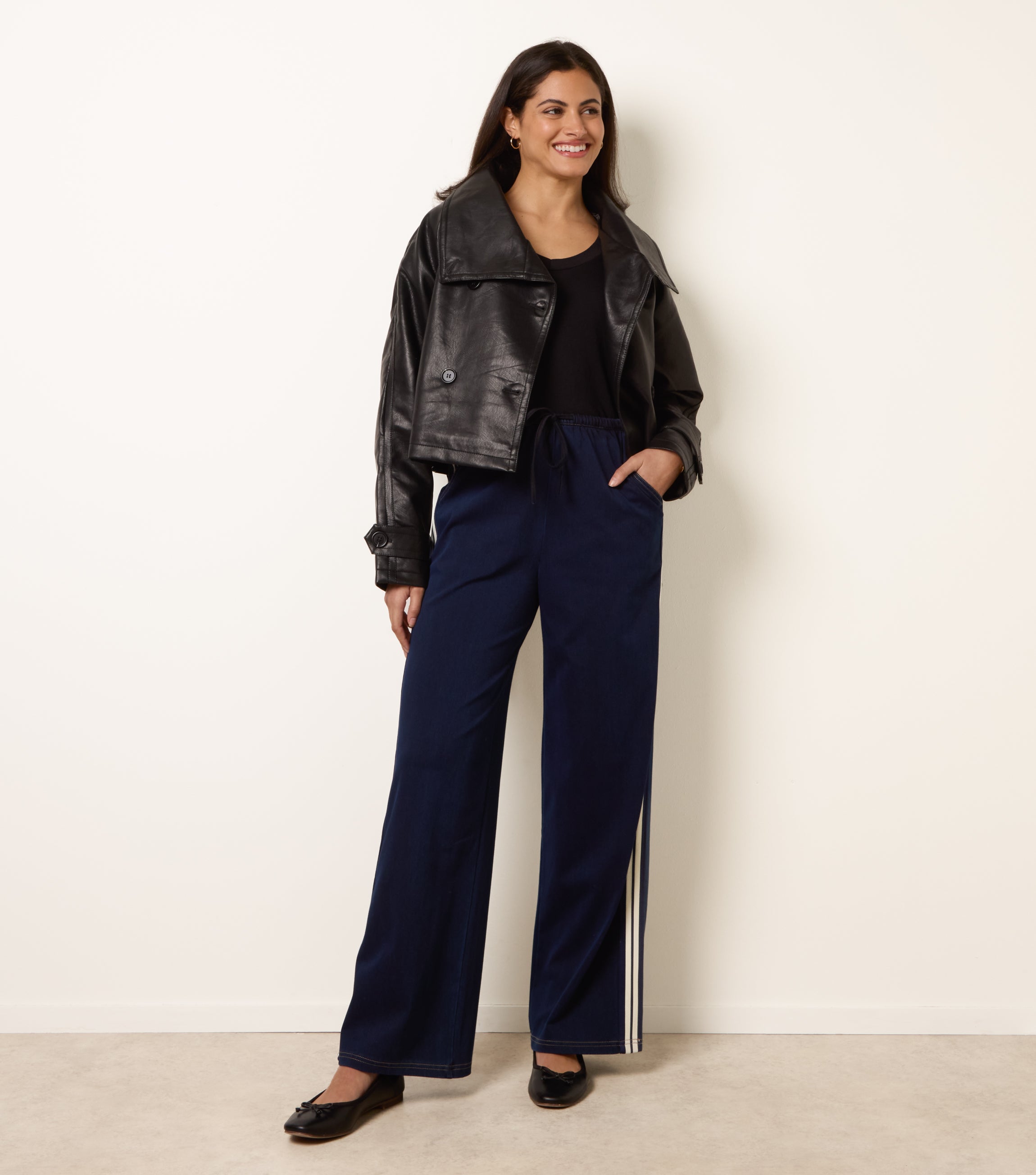 Stripe Trousers With Elasticated Waist – INDIGO Stripe Trousers With Elasticated Waist – INDIGO