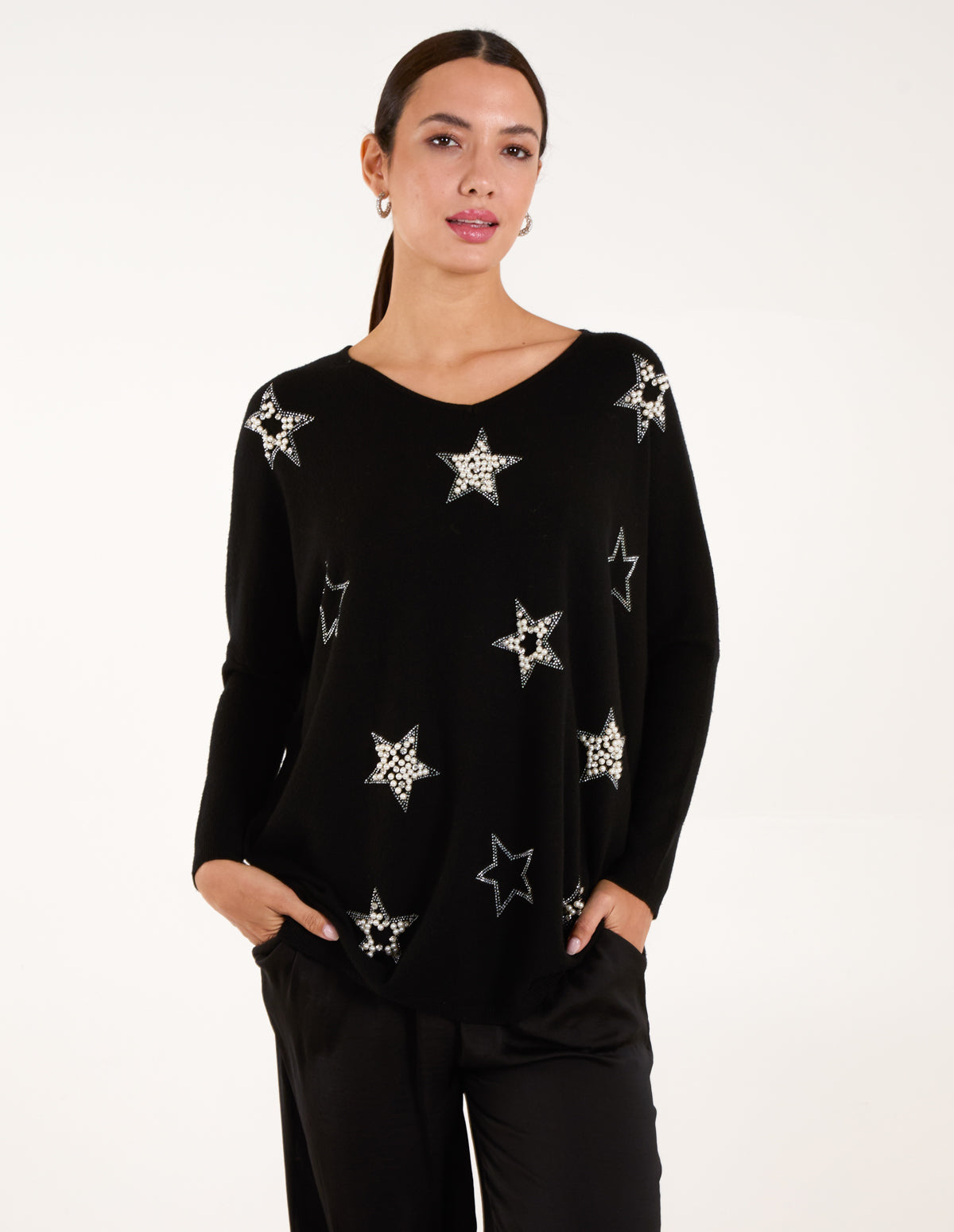 Diamante Pearl Star Jumper – SM BLACK Diamante Pearl Star Jumper – SM BLACK