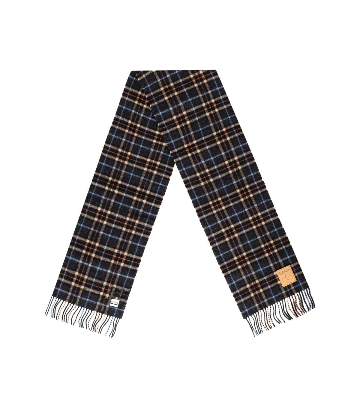 GANNI BLUE CHECK SCARF GANNI BLUE CHECK SCARF