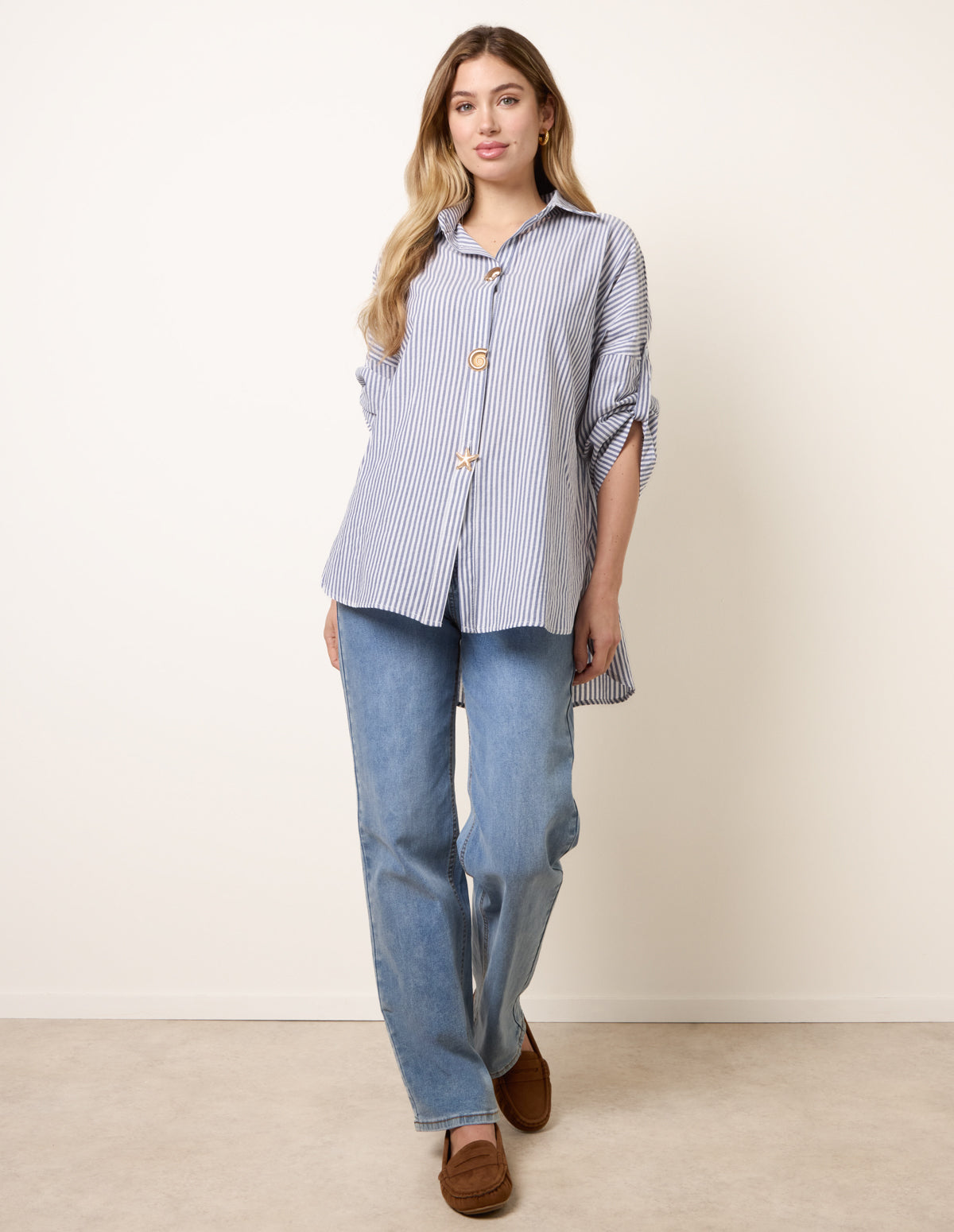 Gold Shell Button Front Stripe Shirt – SM DENIM