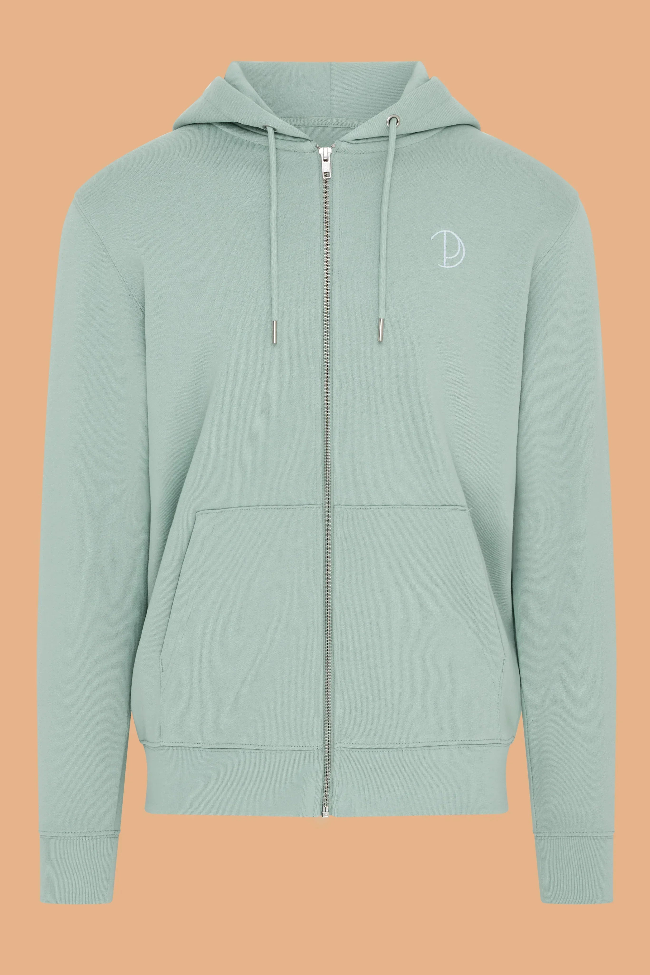 Embroidered P Zip-Up Hoodie – Aloe Large Embroidered P Zip-Up Hoodie – Aloe Large