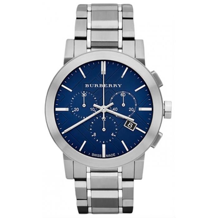 Burberry BU Blue Dial Large Check Stainless Steel Men’s Watch Burberry BU Blue Dial Large Check Stainless Steel Men’s Watch