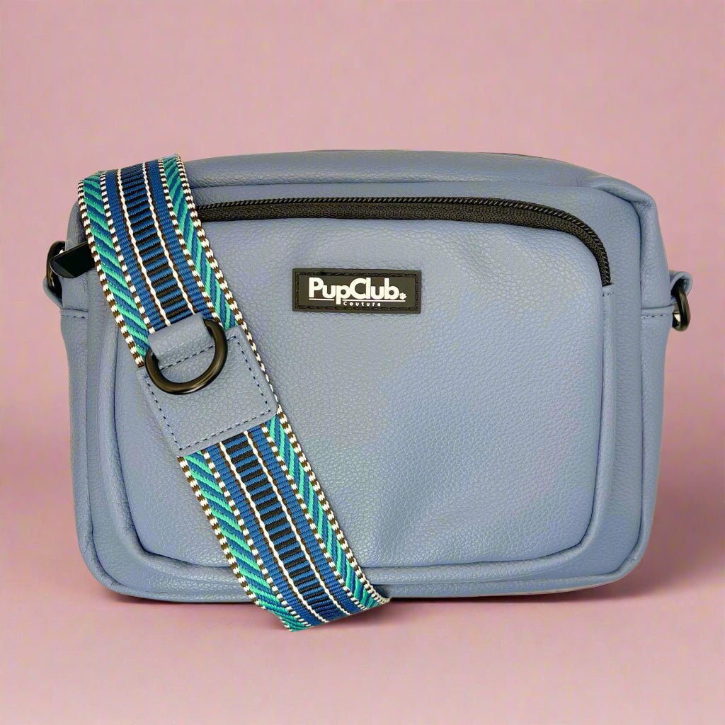 Crossbody Dog Walking Bag – Vegan Leather Slate Blue Crossbody Dog Walking Bag – Vegan Leather Slate Blue
