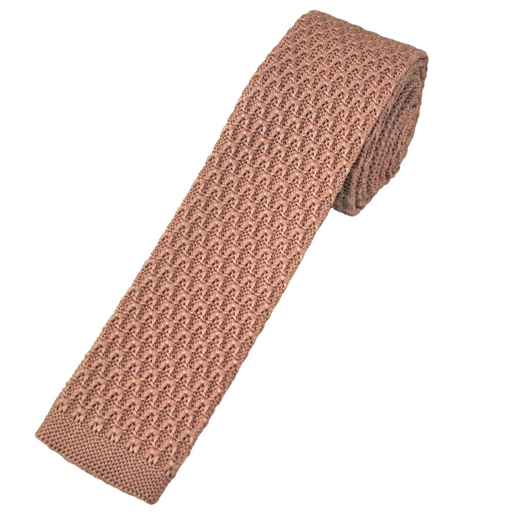 Dusky Pink Textured Patterned Men's Skinny Knitted Tie Dusky Pink Textured Patterned Men's Skinny Knitted Tie