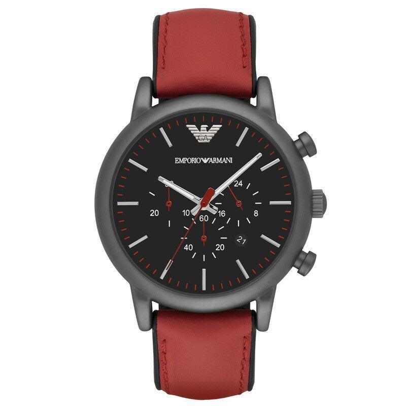 Emporio Armani AR Luigi Chronograph Black Dial Red Band mm Men’s Watch Emporio Armani AR Luigi Chronograph Black Dial Red Band mm Men’s Watch