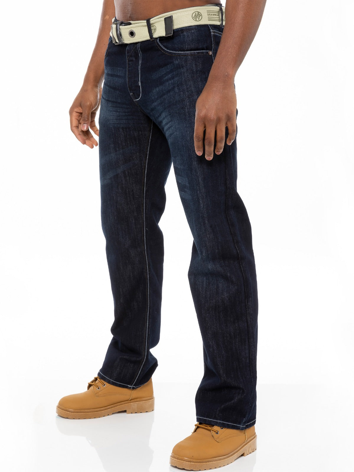 Mens Dark Blue Jeans with Belt EZ Mens Dark Blue Jeans with Belt EZ