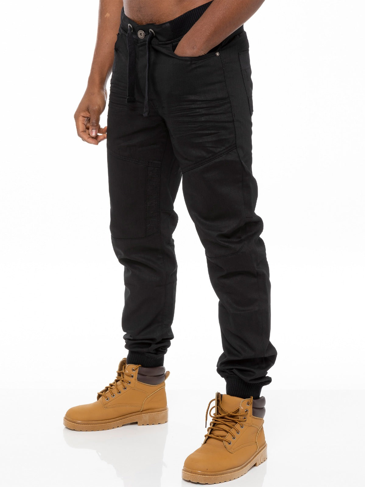 Mens Denim Cuffed Joggers Jeans