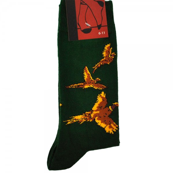 Flying Pheasants Men's Novelty Green Socks Flying Pheasants Men's Novelty Green Socks