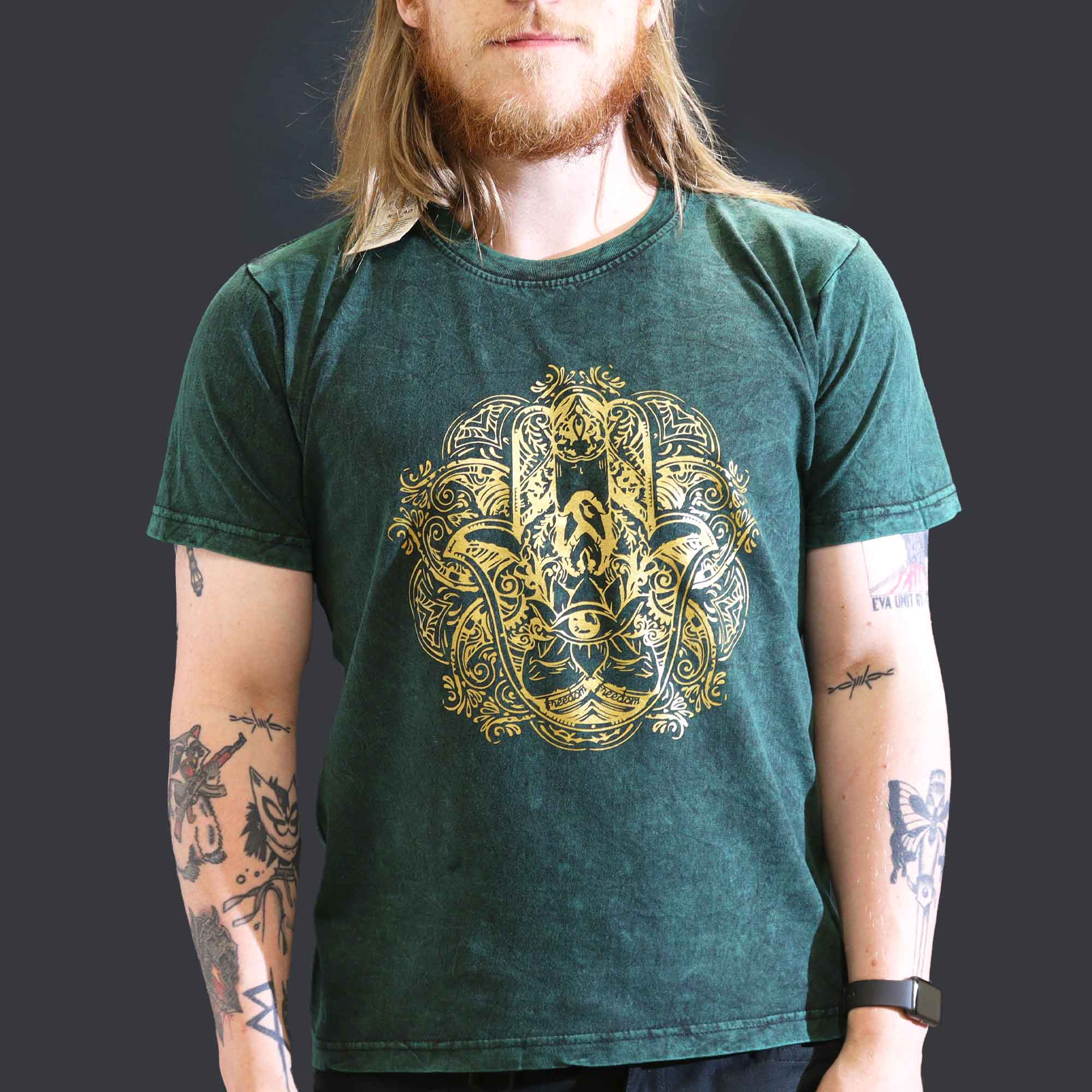 Hamsa Shirt Stone Washed Green Large Hamsa Shirt Stone Washed Green Large