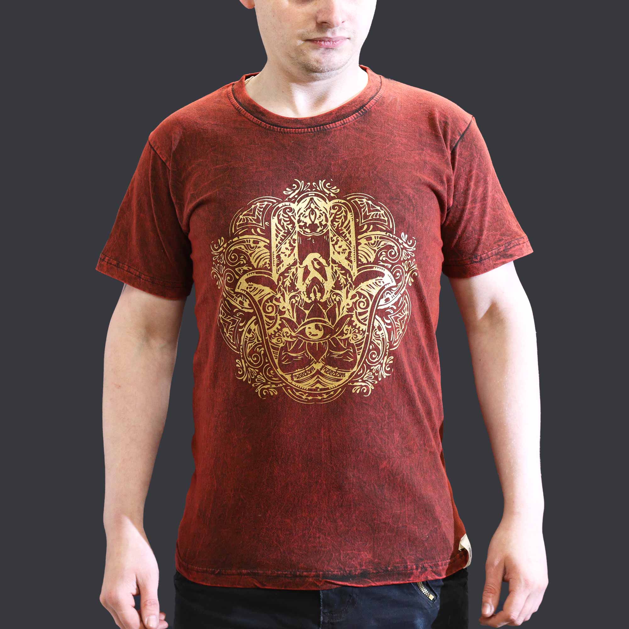 Hamsa Shirt Stone Washed Small Maroon Hamsa Shirt Stone Washed Small Maroon