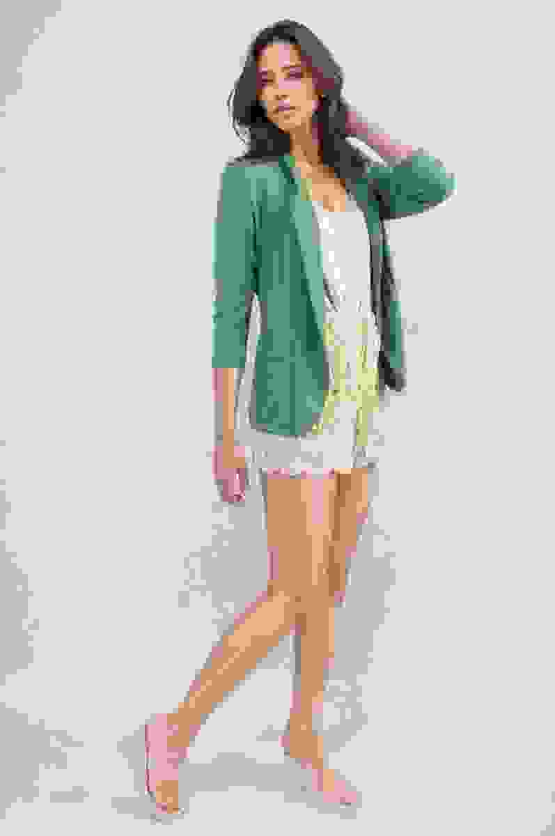 Open Front Cardigan with Front Pockets – Green ONE SIZE – Open Front Cardigan with Front Pockets – Green ONE SIZE –