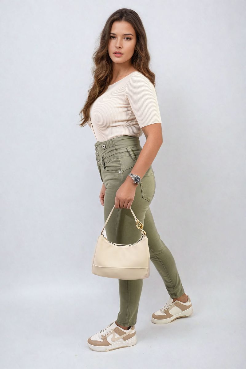 High Waist Button Skinny Jeans High Waist Button Skinny Jeans