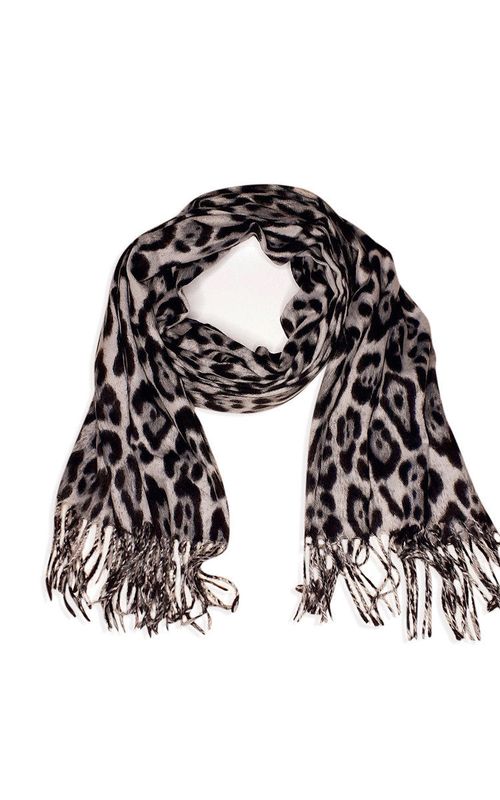 Leopard Detail Scarf – grey SZE Leopard Detail Scarf – grey SZE