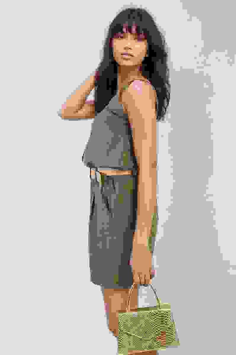 Belted High Waist Shorts – Khaki ONE SIZE – Belted High Waist Shorts – Khaki ONE SIZE –