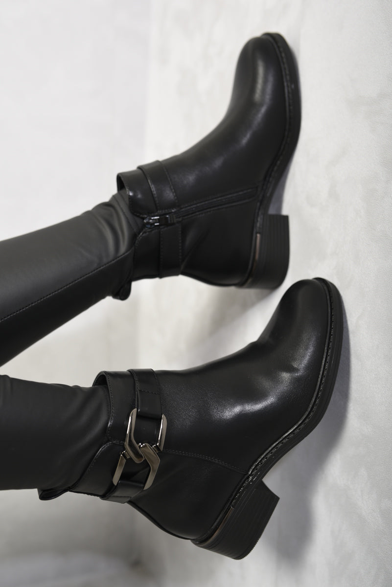 Buckle Side Zipper Closure Ankle Boots Buckle Side Zipper Closure Ankle Boots