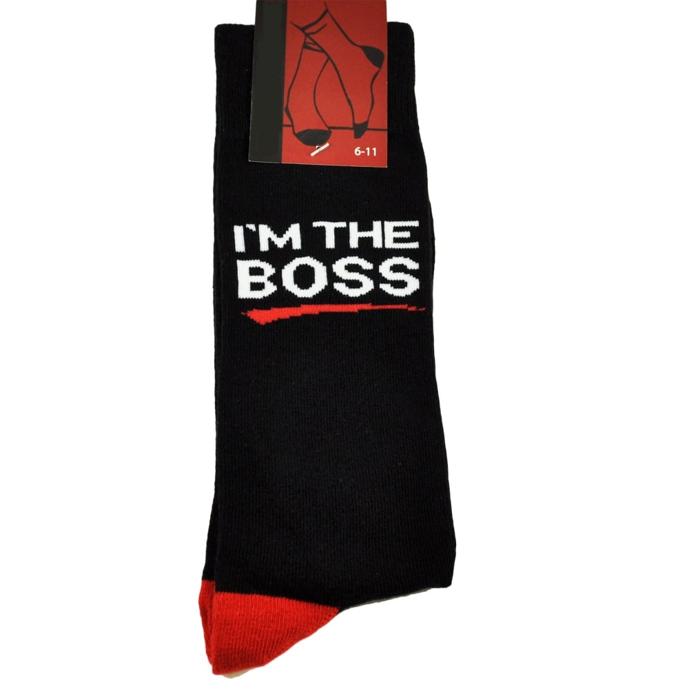 "I'm The Boss" Black & Red Novelty Socks "I'm The Boss" Black & Red Novelty Socks