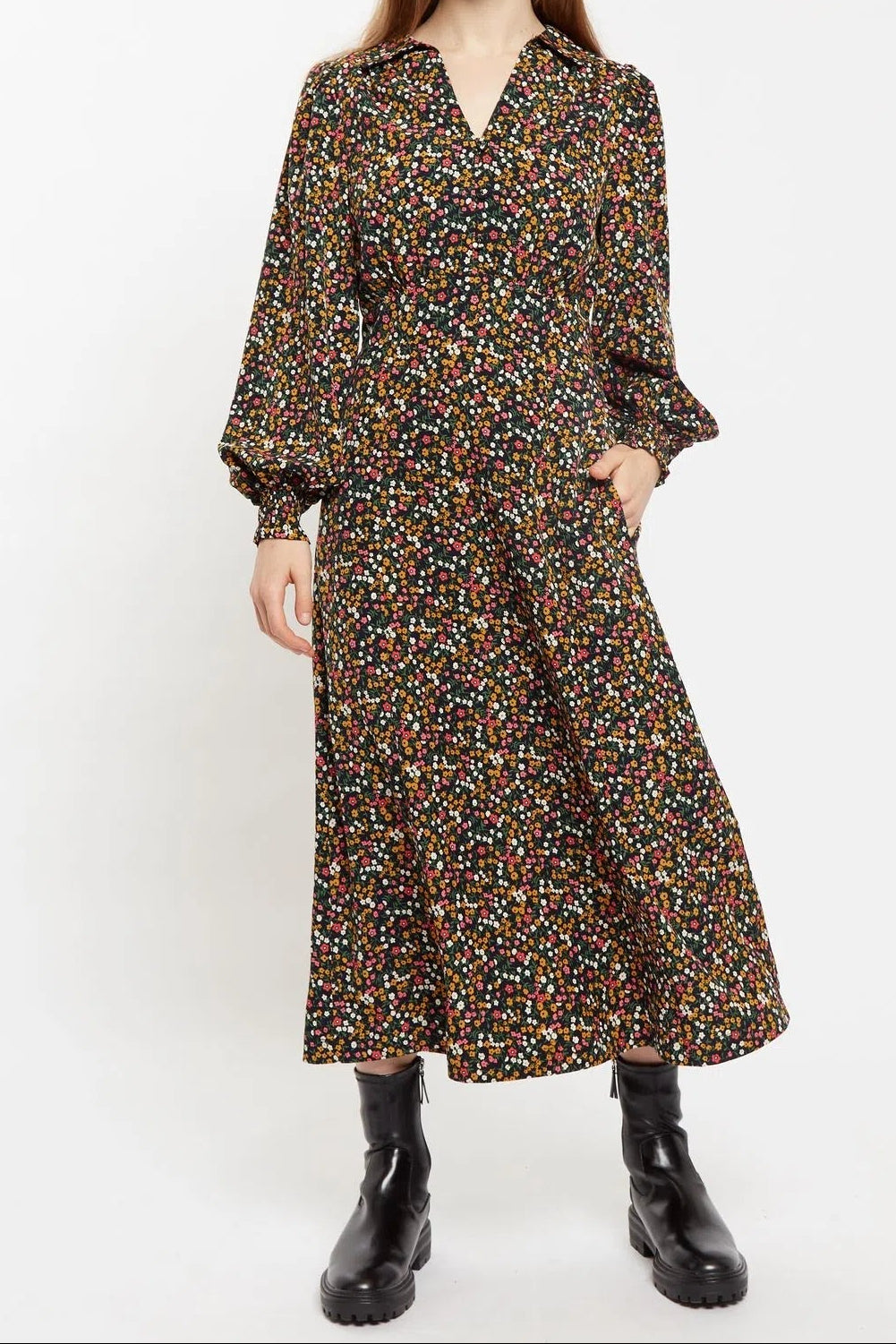 Louche Jussi Dippy Ditsy Print Midi Shirt Dress Louche Jussi Dippy Ditsy Print Midi Shirt Dress
