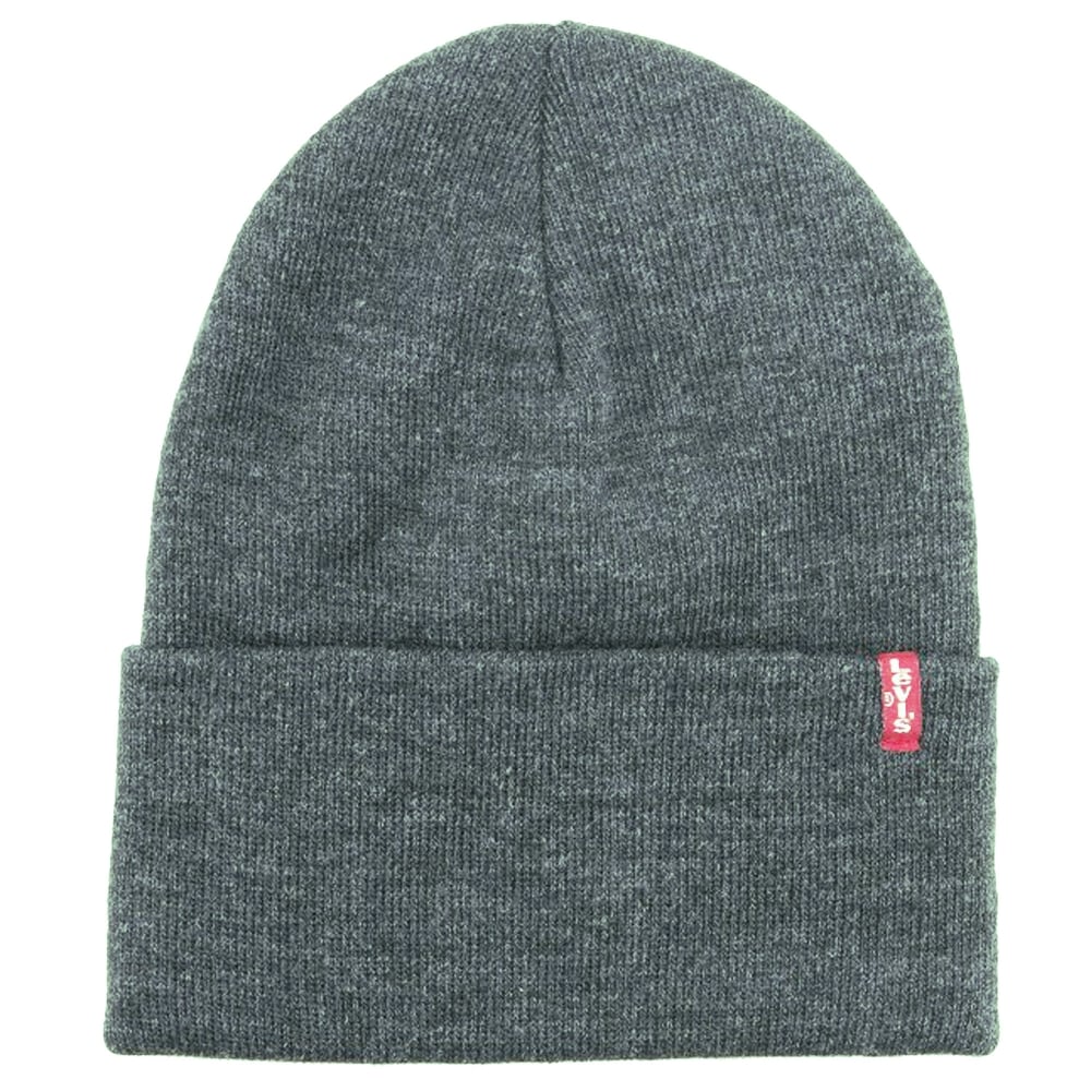 Levi's Grey Slouchy Red Tab Beanie Hat Levi's Grey Slouchy Red Tab Beanie Hat