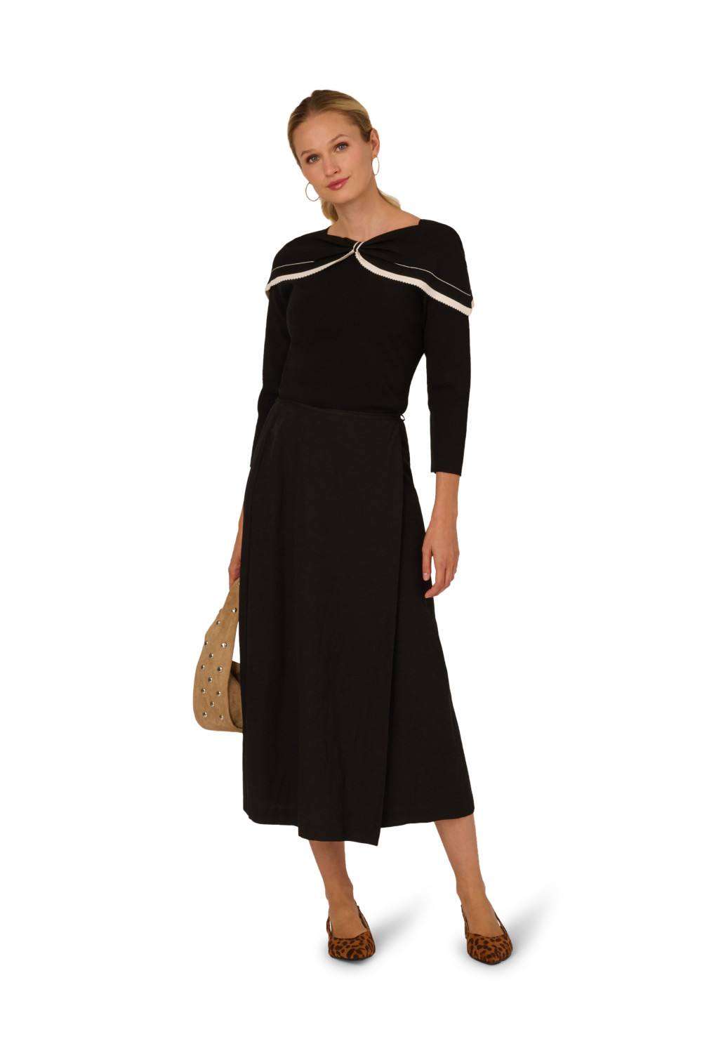 Adrianna Papell Off The Shoulder Tipped Big Bow Tie Long Sleeve Sweater In Black Adrianna Papell Off The Shoulder Tipped Big Bow Tie Long Sleeve Sweater In Black