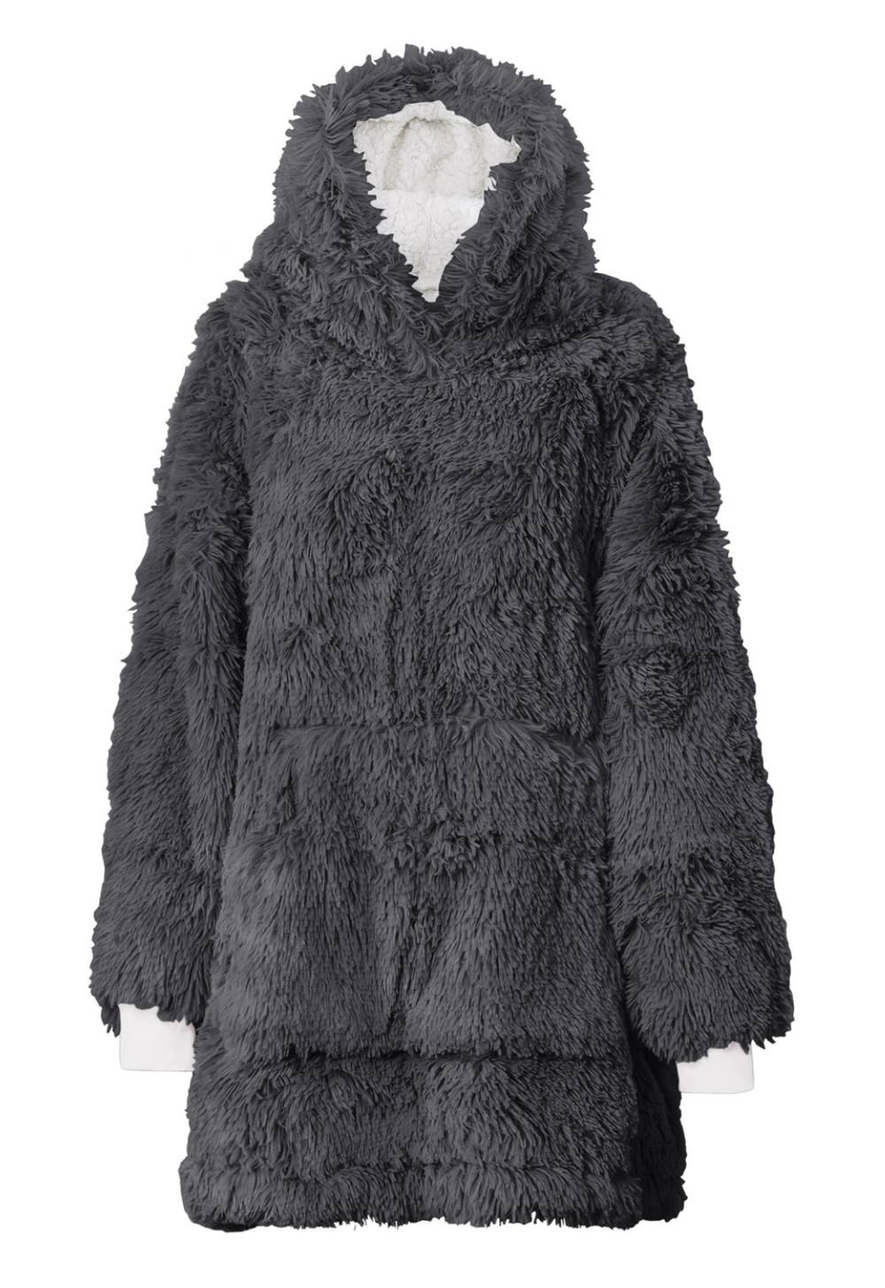 Ezysleep Faux Fur Oversized Luxury Soft Hoodie In Grey Ezysleep Faux Fur Oversized Luxury Soft Hoodie In Grey