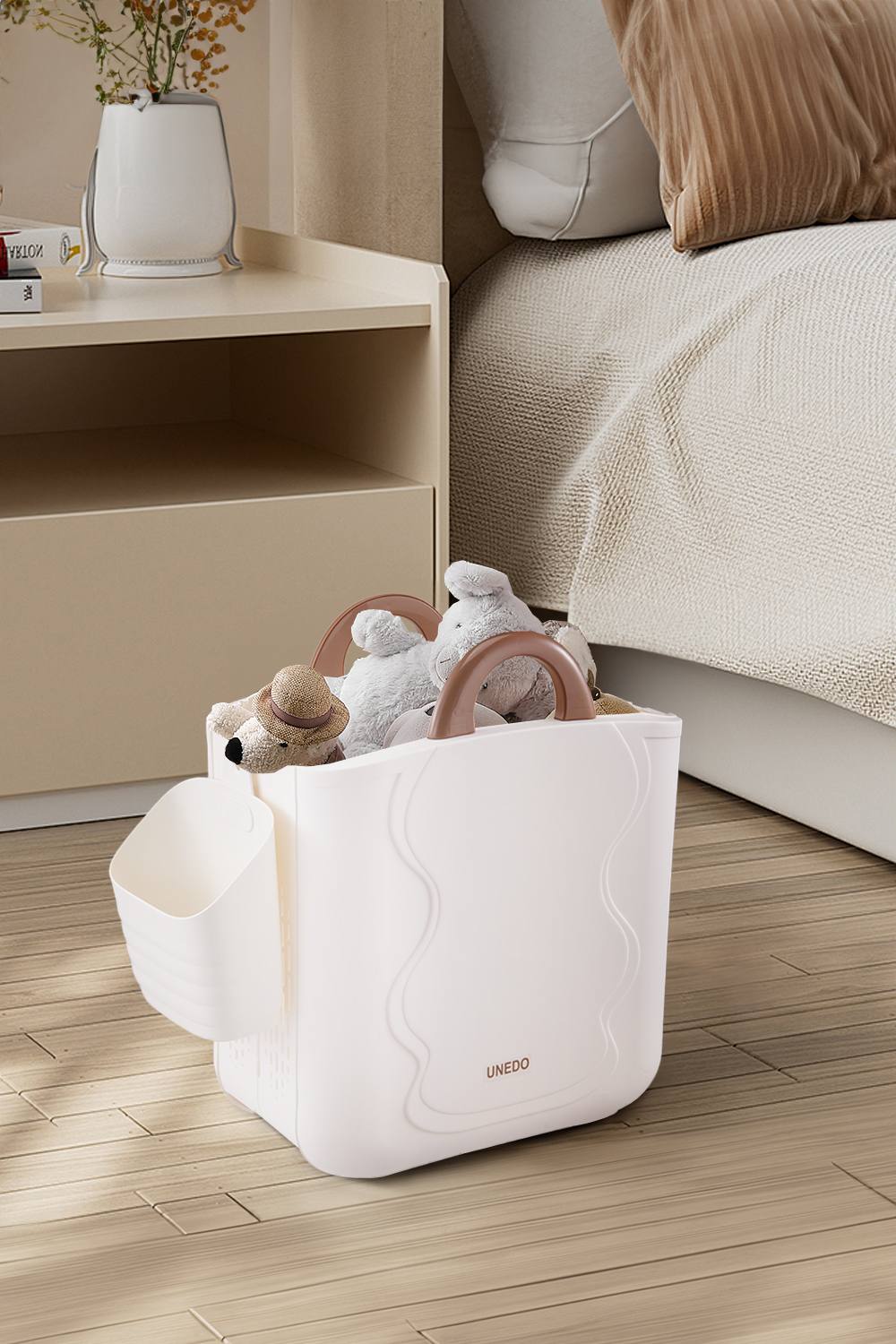 Living And Home Foldable Laundry Basket With Underwear Basket In White Living And Home Foldable Laundry Basket With Underwear Basket In White