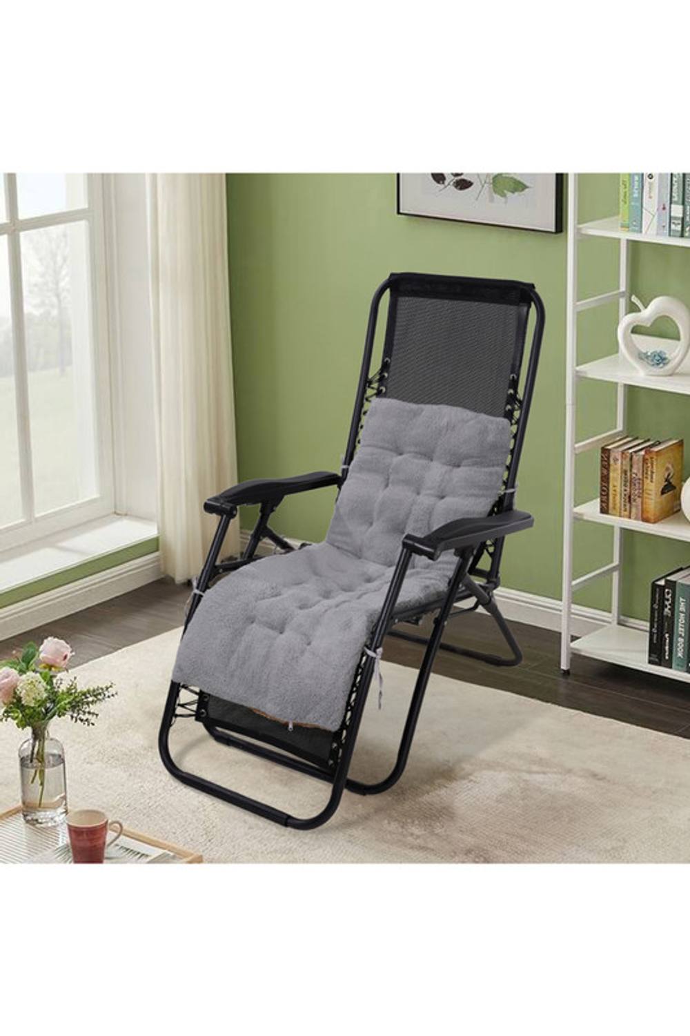 Living And Home XCm Sherpa Fleece Chair Pad With Non-Slip Backing Cosy Home Decor In Grey Living And Home XCm Sherpa Fleece Chair Pad With Non-Slip Backing Cosy Home Decor In Grey