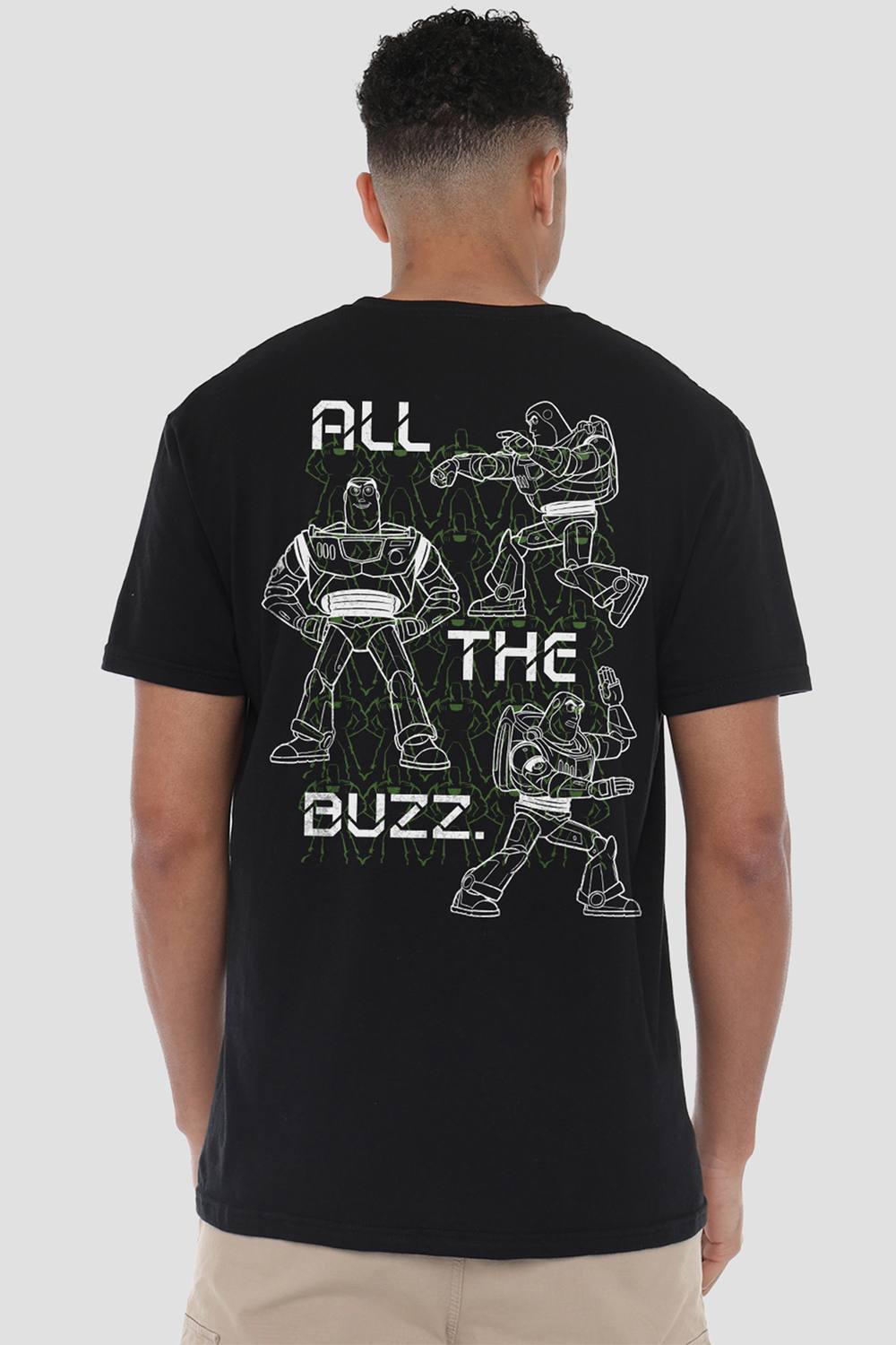 Disney Toy Story All The Buzz Front Back T Shirt, Black Disney Toy Story All The Buzz Front Back T Shirt, Black