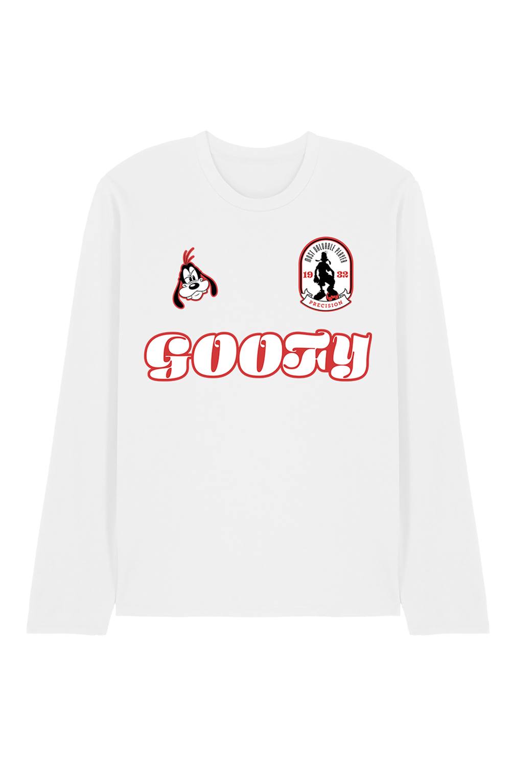 Disney Goofy Football Jersey Long Sleeve T Shirt, White Disney Goofy Football Jersey Long Sleeve T Shirt, White