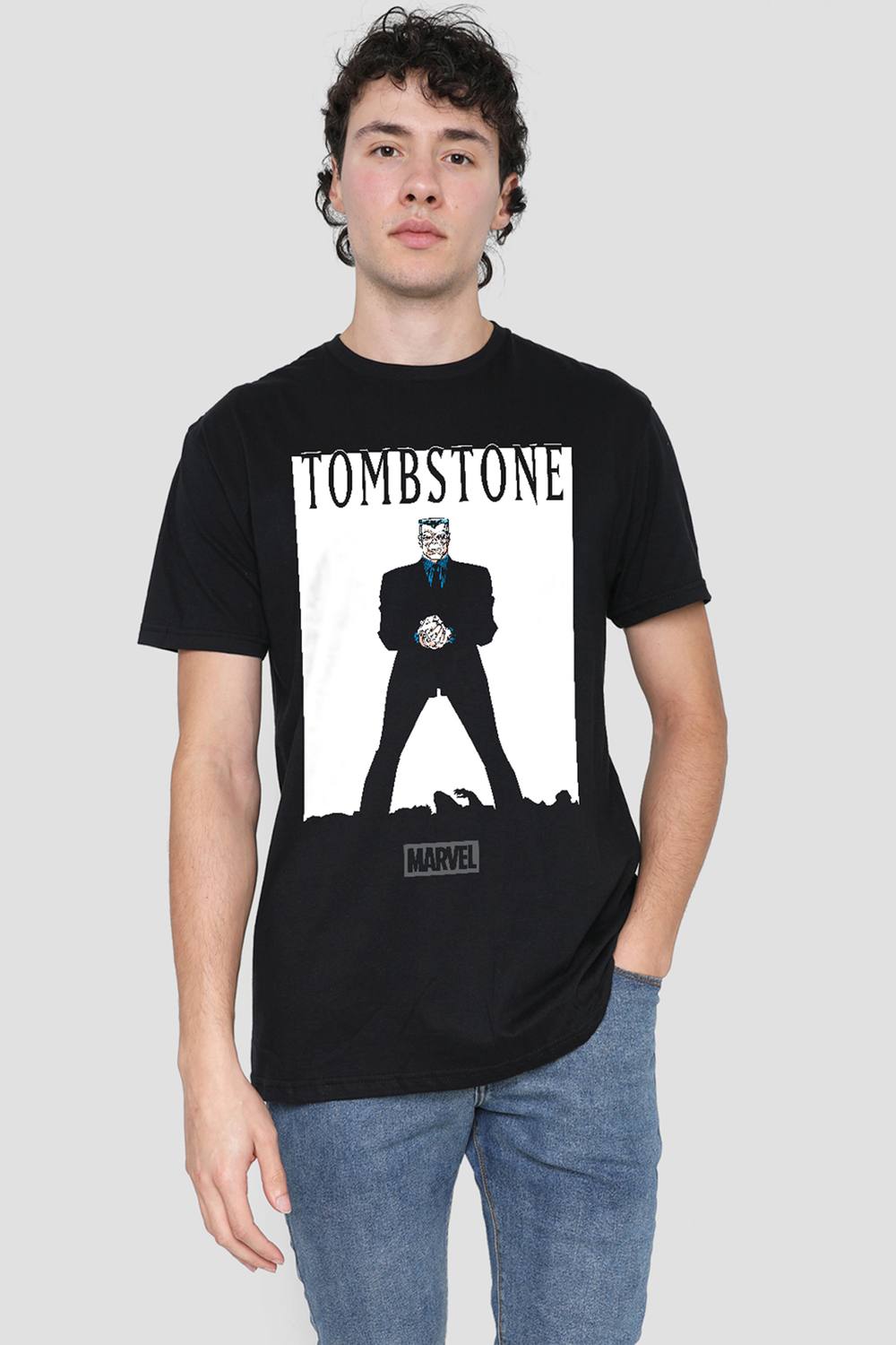 Marvel Spiderman Retro Tombstone Cover T Shirt, Black Marvel Spiderman Retro Tombstone Cover T Shirt, Black